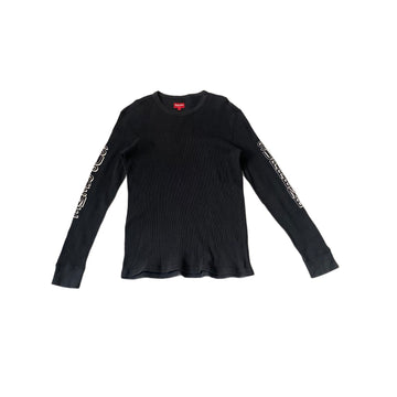 Black Supreme Waffle Long Sleeve Tee - M