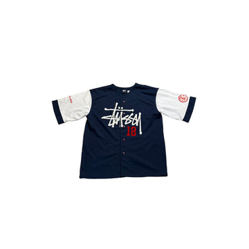 Navy Blue + White Stussy Jersey - L