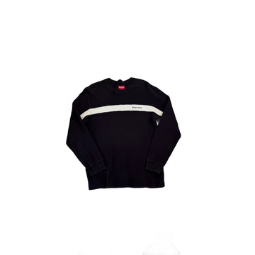 Black Supreme Waffle Long Sleeve Tee - M