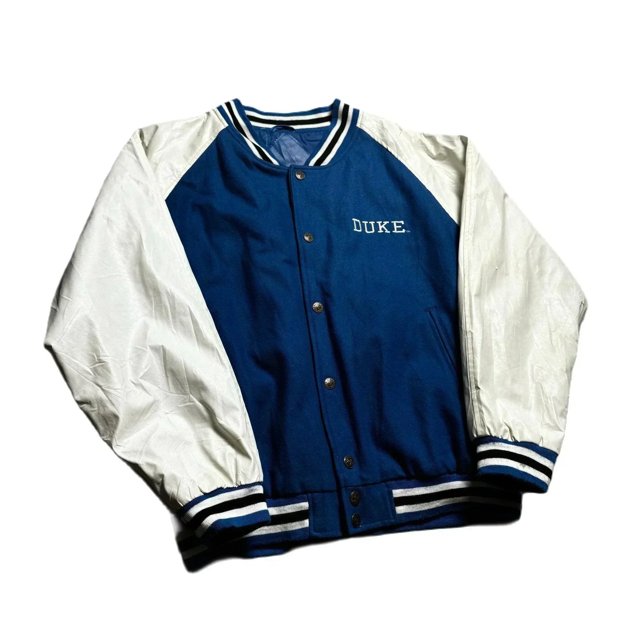 Vintage 90s Blue + White Duke Varsity Jacket - L