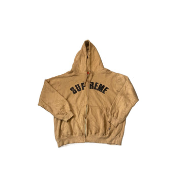 Beige Supreme Zip Up Hoodie - XL