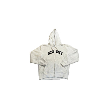Grey Stussy Zip Up Hoodie - L