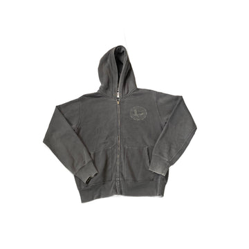 Grey Stussy Zip Up Hoodie - M