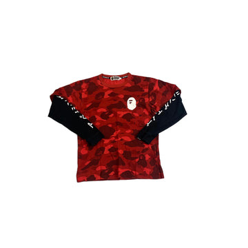 Red + Black A Bathing Ape (BAPE) Long Sleeve Tee - S