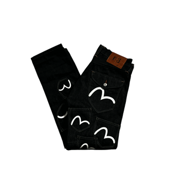 Black Evisu Multi Pocket Jeans - 28 x 32