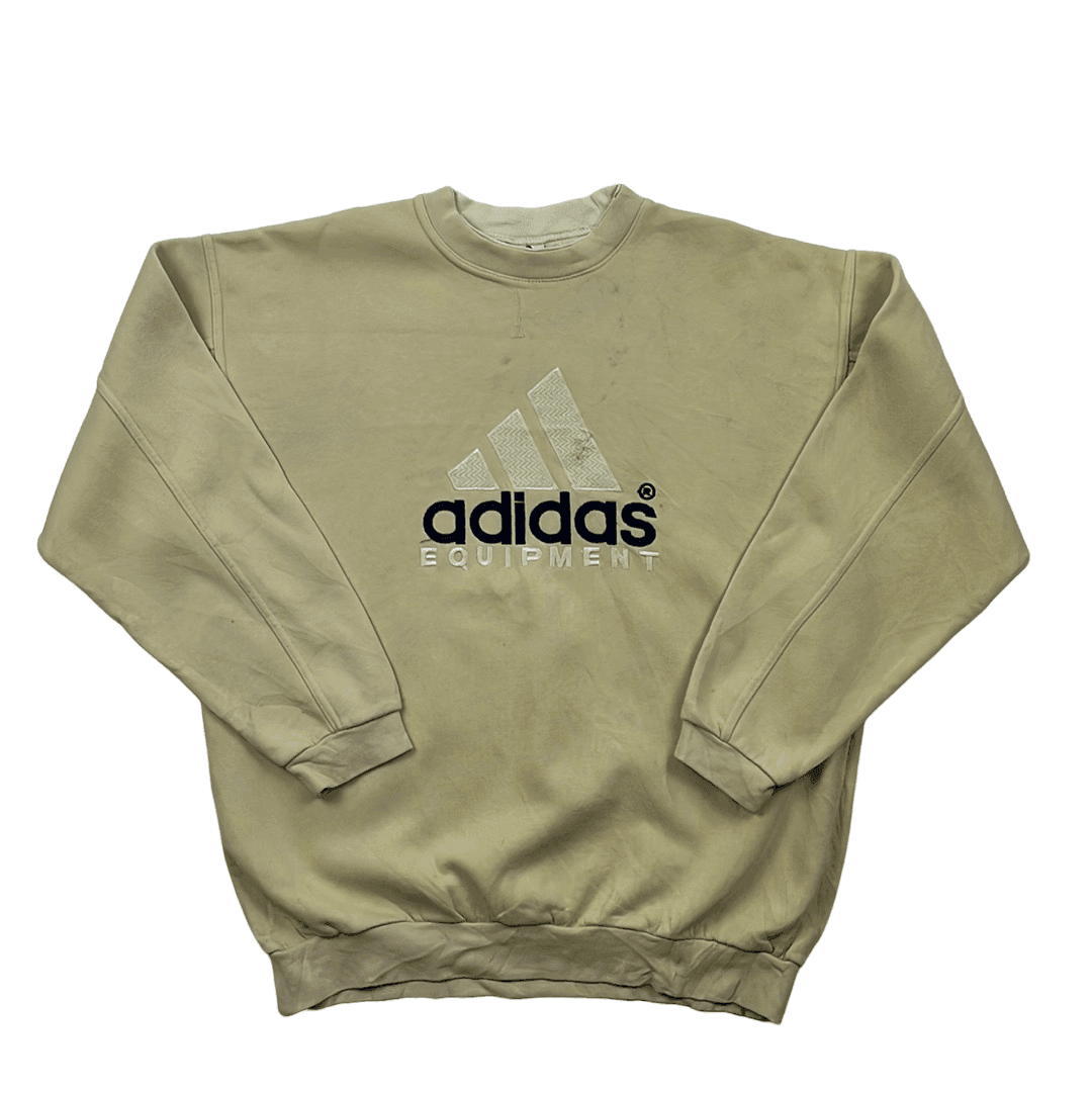 Vintage 90s Cream Adidas Equipment Spell-Out Sweatshirt - XL