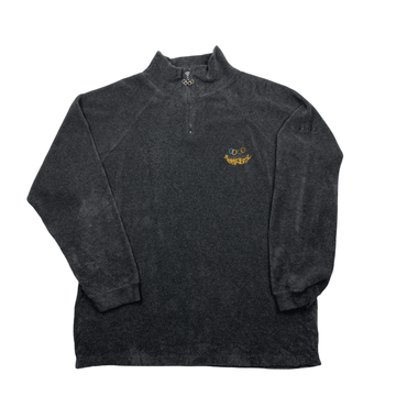 Vintage 90s Grey Adidas Olympic Collection Spell-Out Quarter Zip Fleece - Large (Recommended Size - Extra Large) - The Streetwear Studio