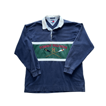 Vintage 90s Navy Blue Tommy Hilfiger Polo - Extra Large - The Streetwear Studio