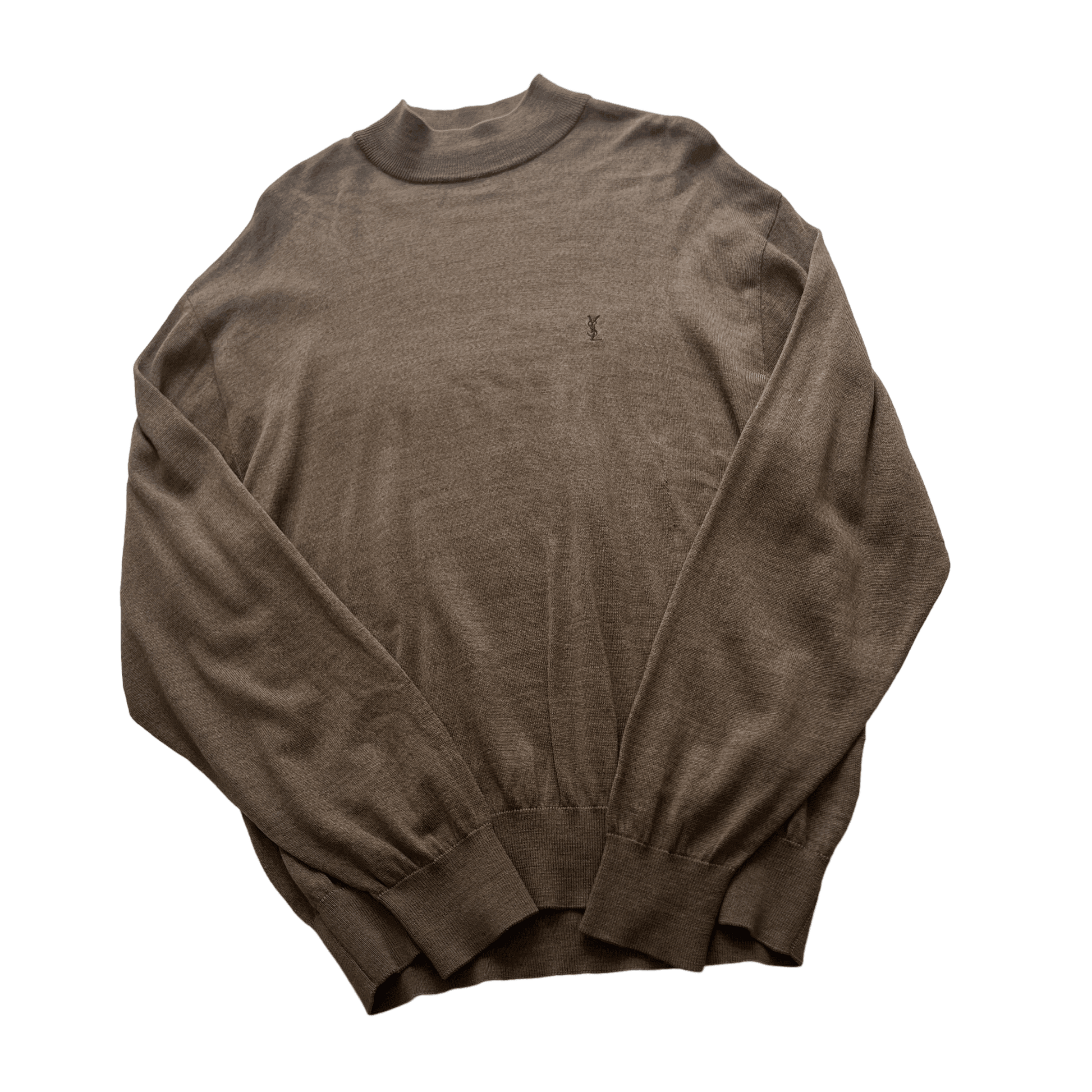 Vintage Brown Yves Saint Laurent (YSL) Mock Neck Sweatshirt - Extra Large - The Streetwear Studio