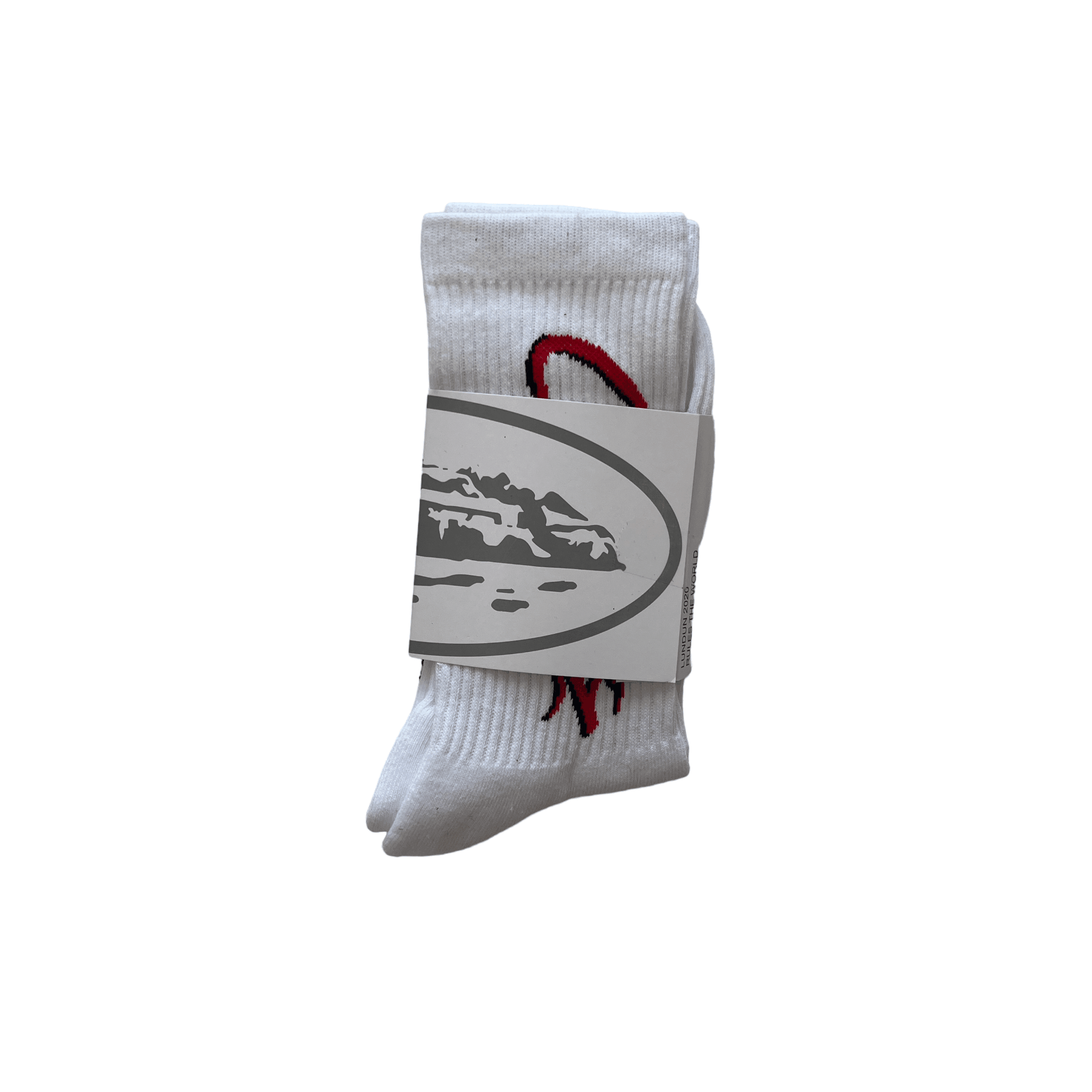 White + Red Corteiz All Starz Socks - The Streetwear Studio