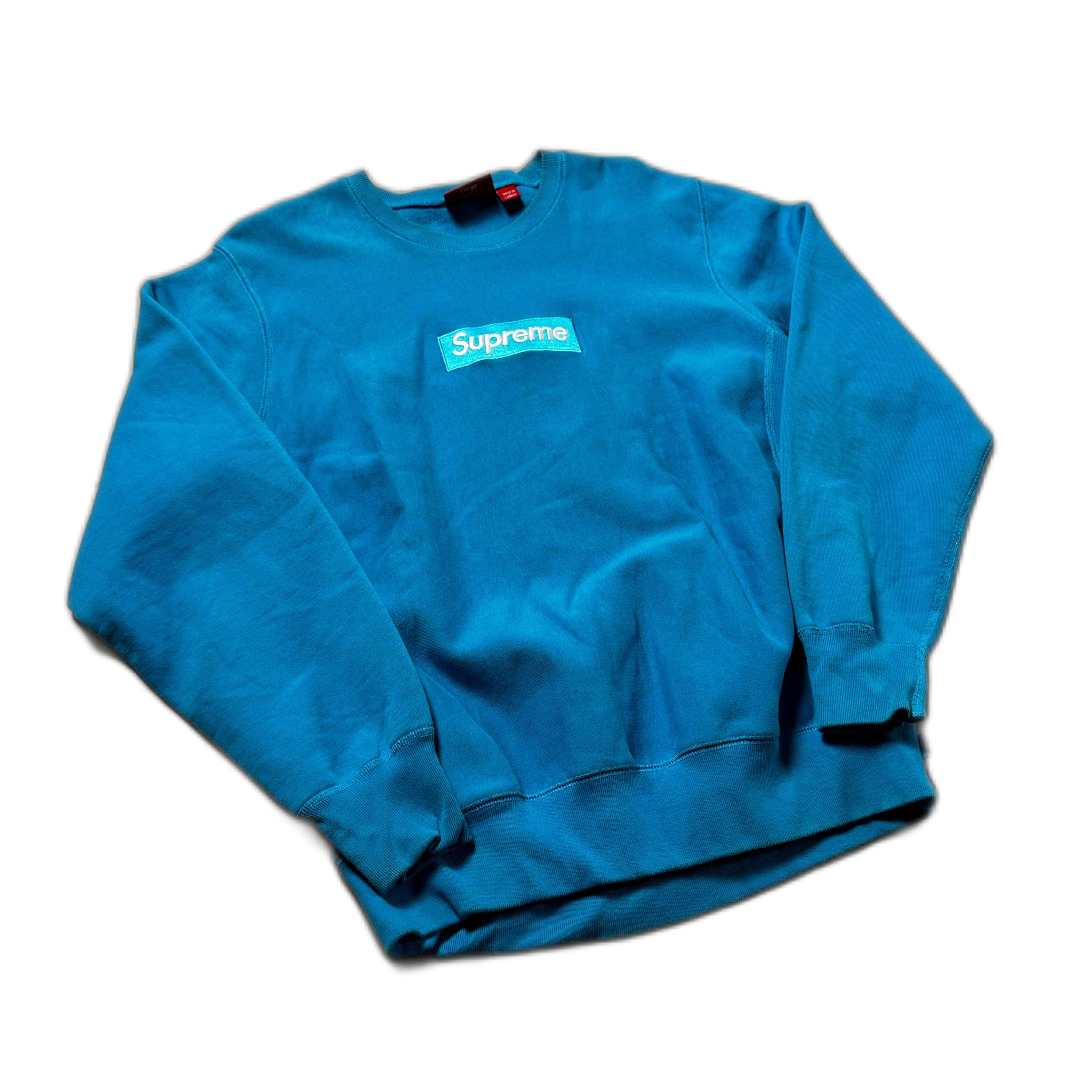 Blue Supreme Box Logo Sweatshirt - L