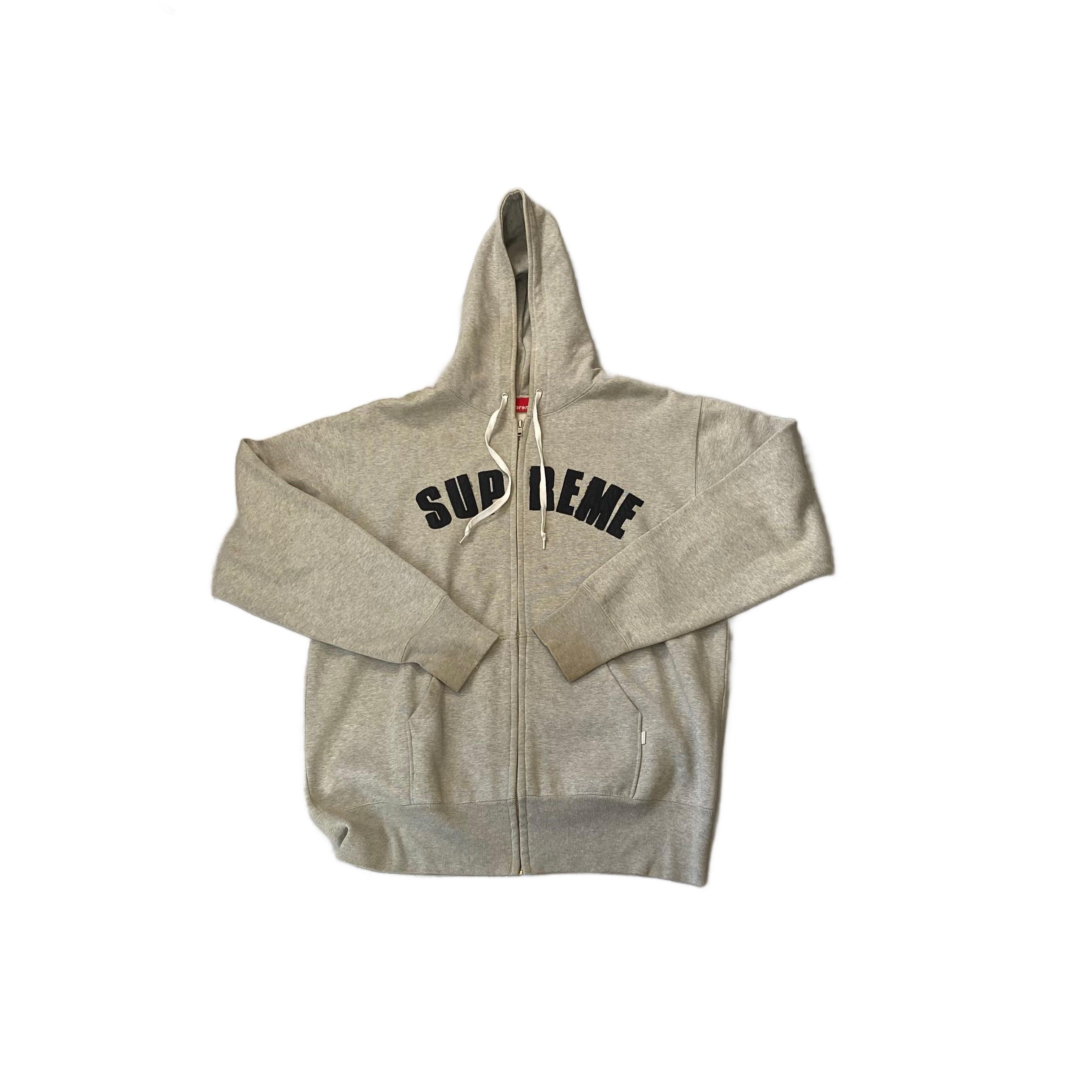 Grey Supreme Zip Up Hoodie - XL