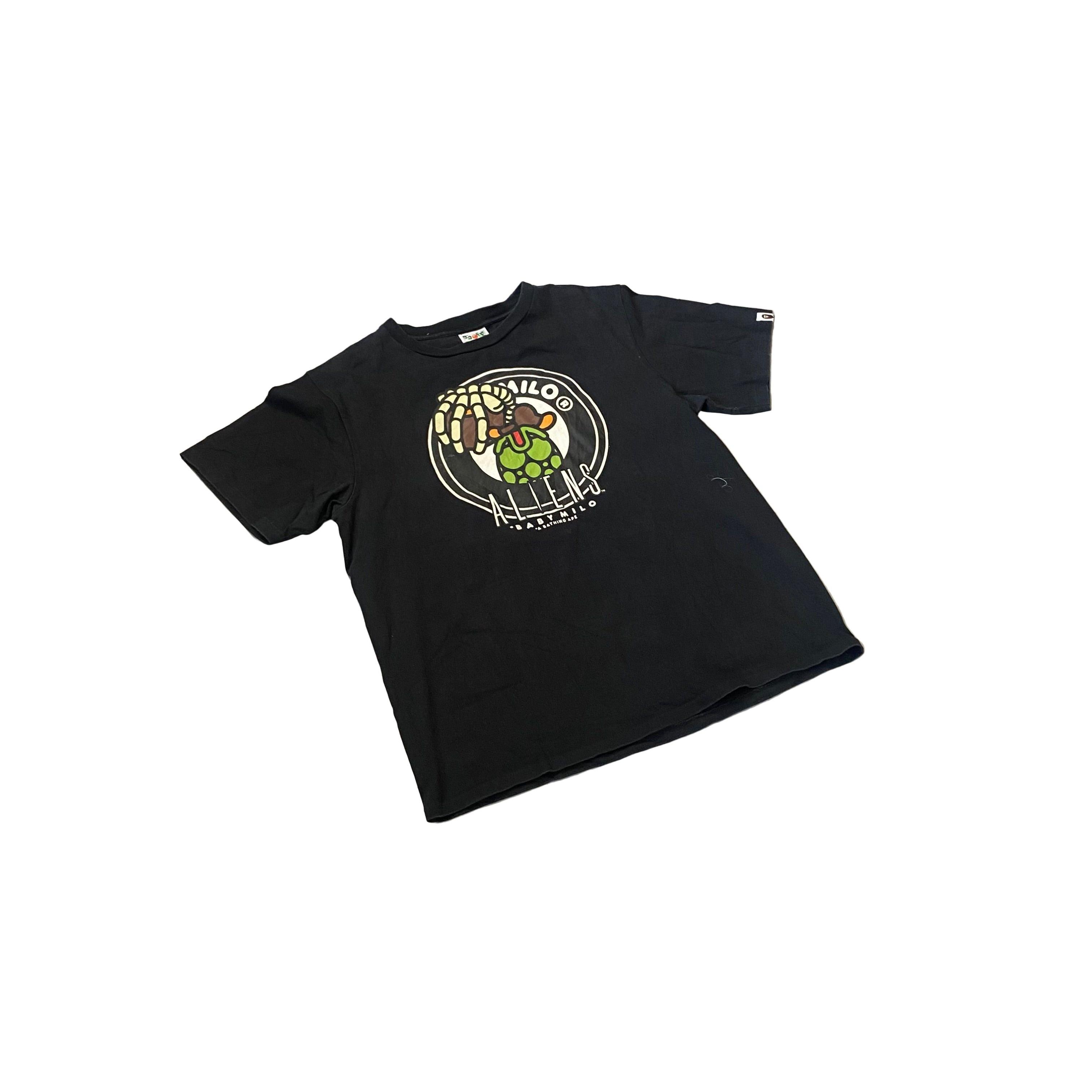 Black A Bathing Ape (BAPE) x Aliens Tee - L