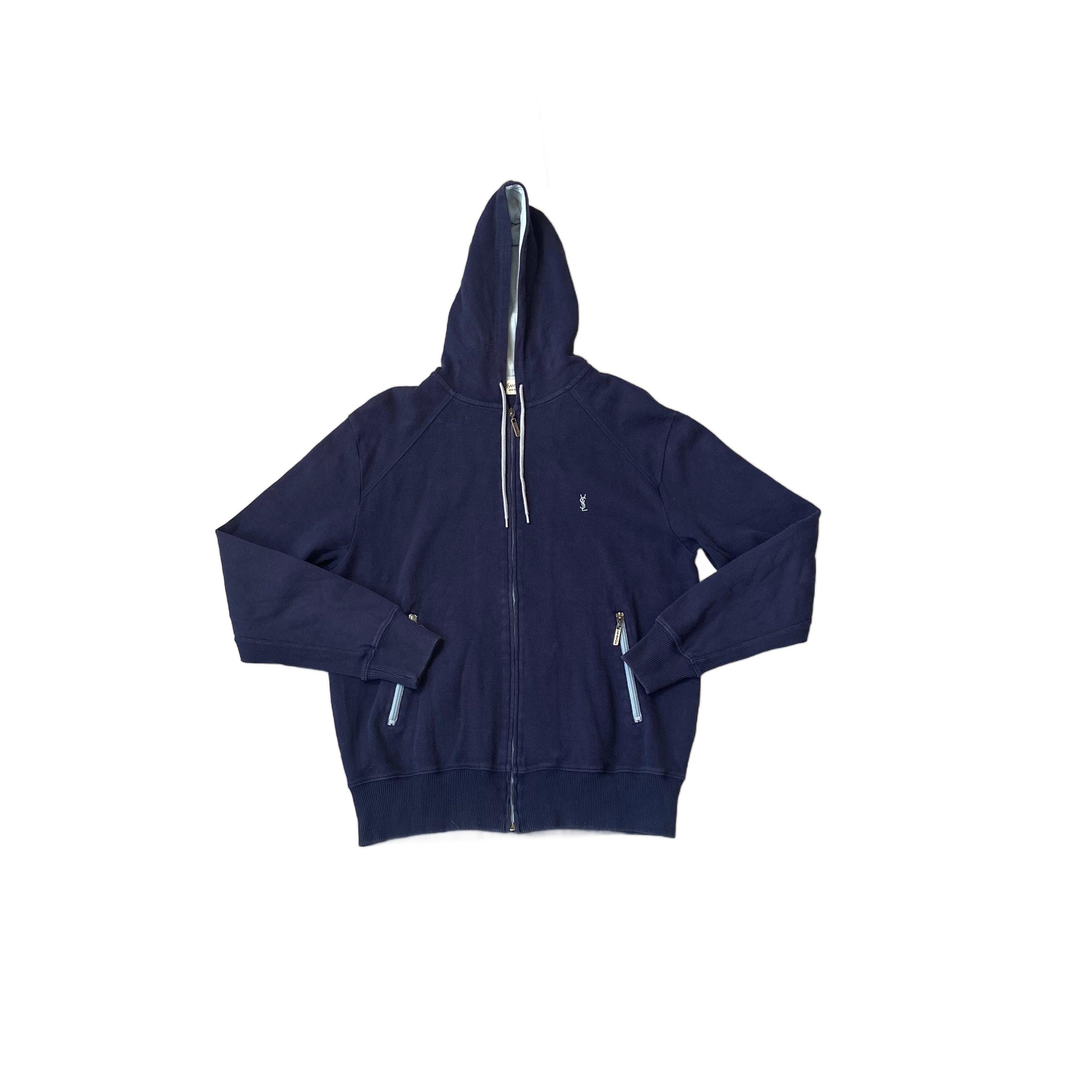 Vintage Navy Blue Yves Saint Laurent (YSL) Zip Up Hoodie - M
