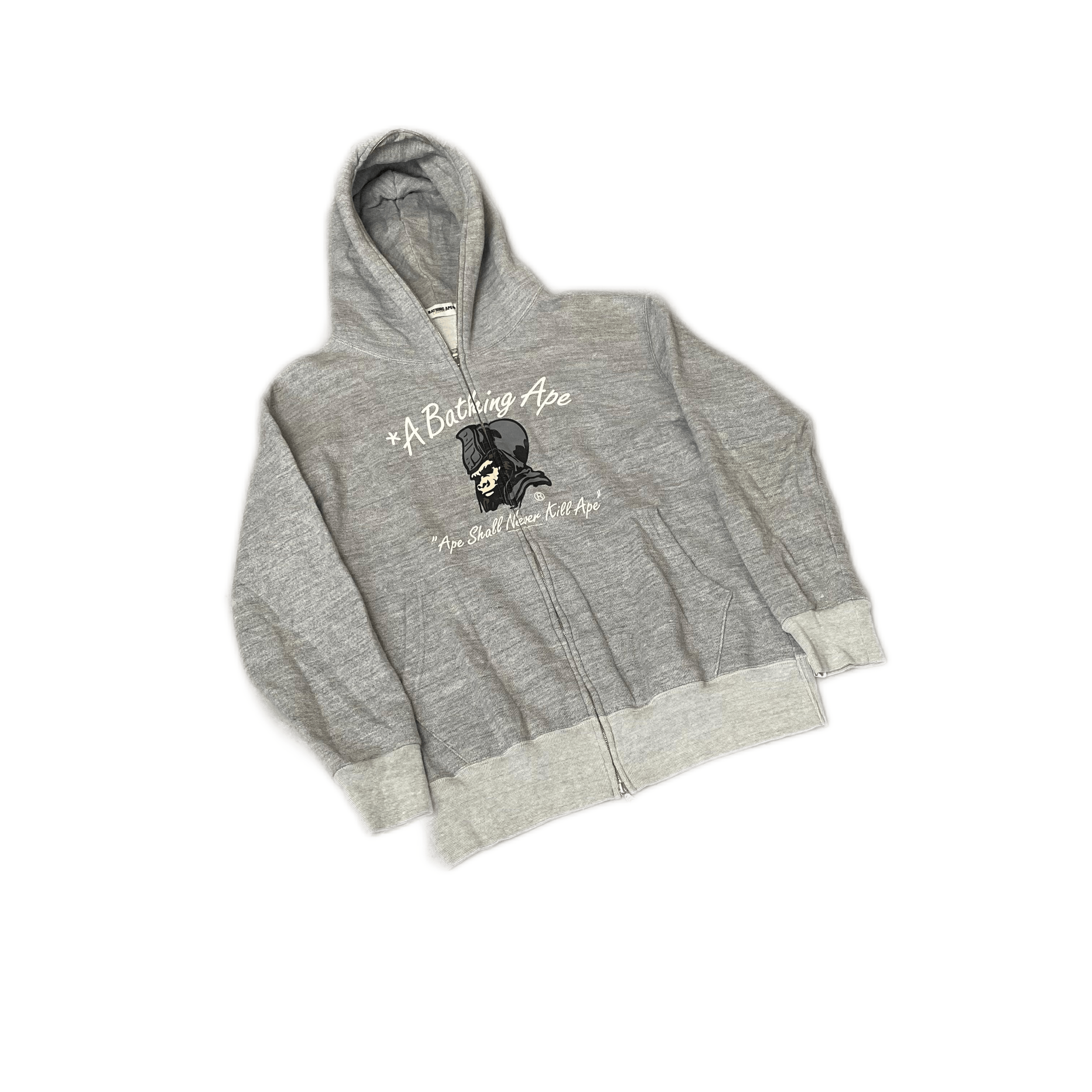 Grey A Bathing Ape (BAPE) Zip Up Hoodie - M