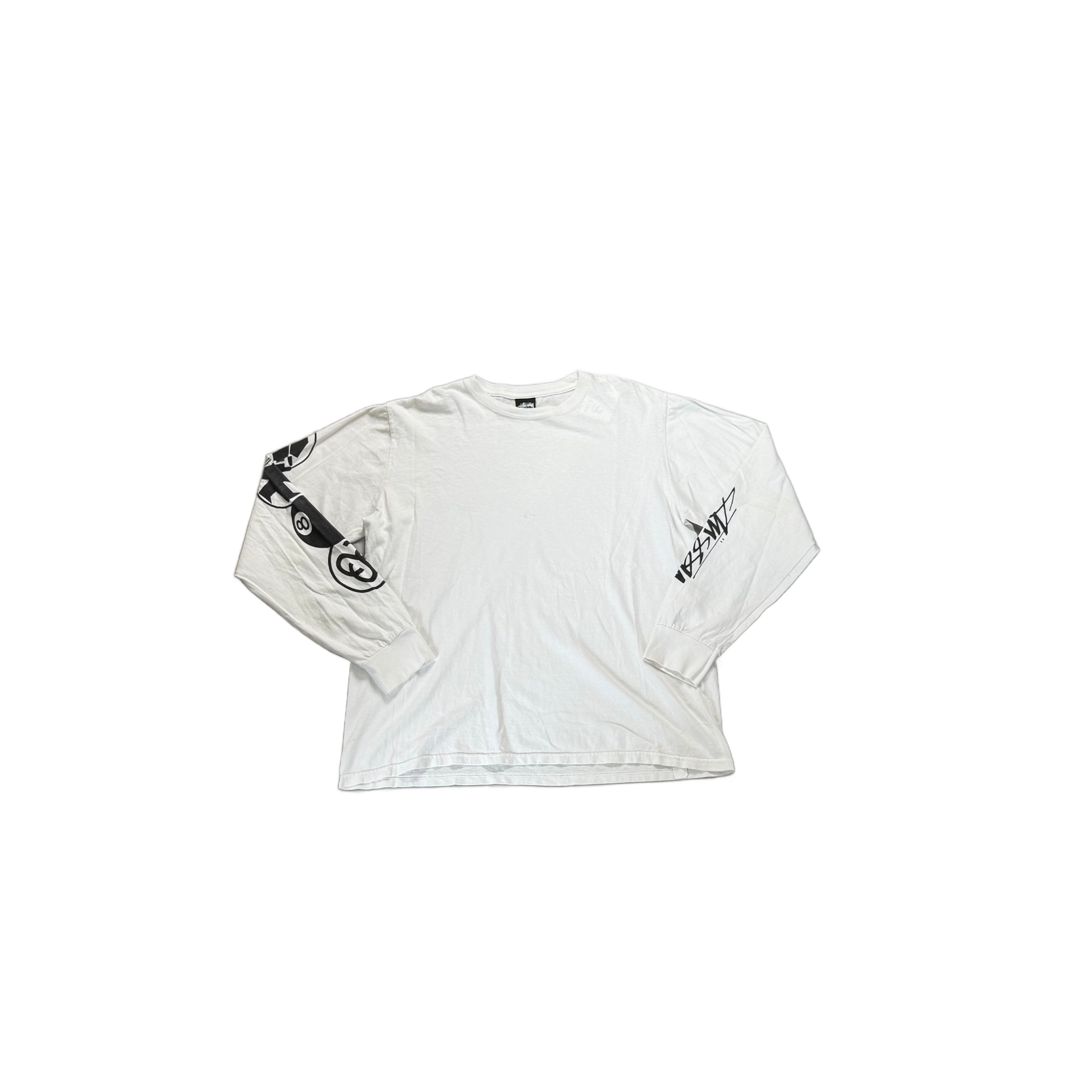 White Stussy Long Sleeve Tee - M