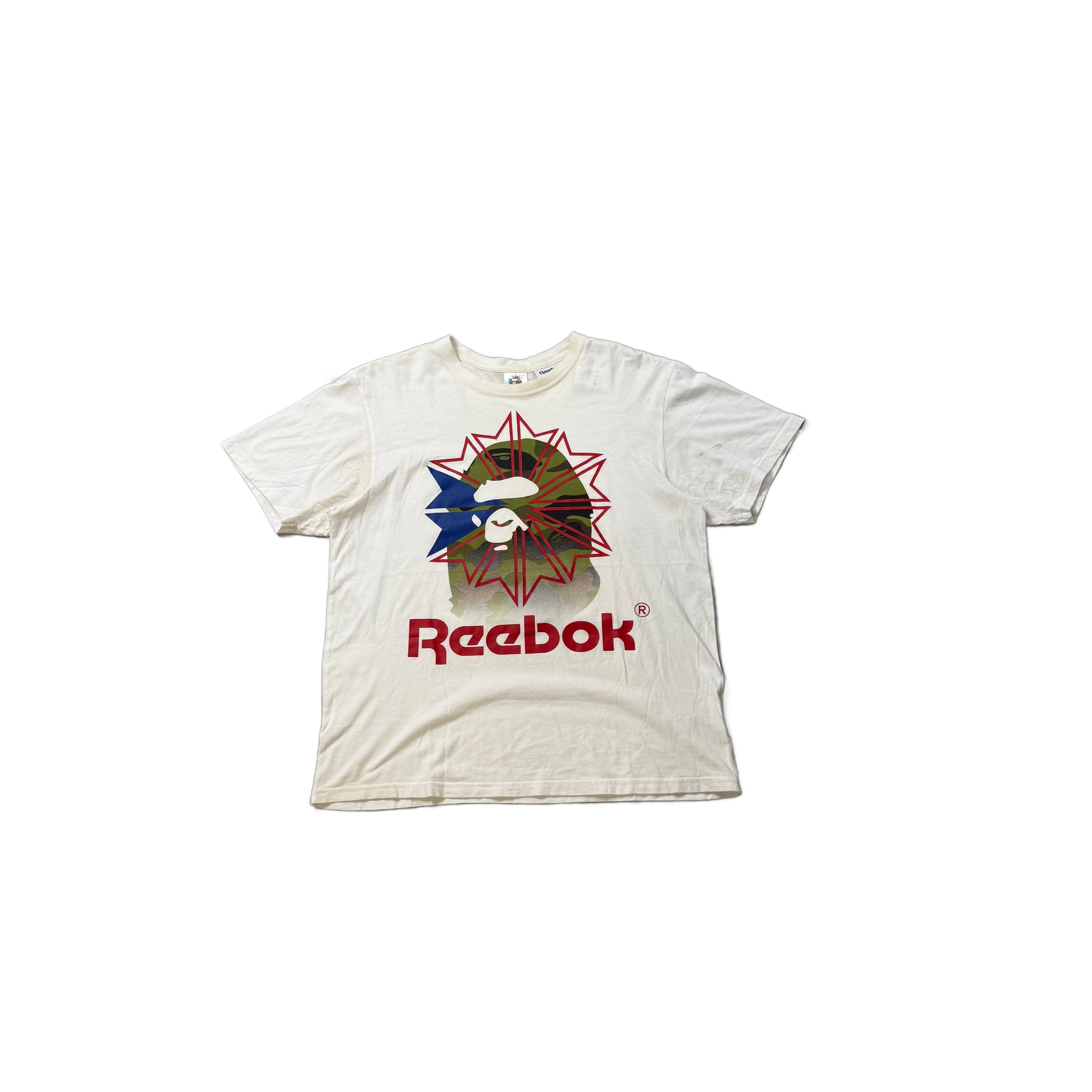 White A Bathing Ape (BAPE) x Reebok Tee - L