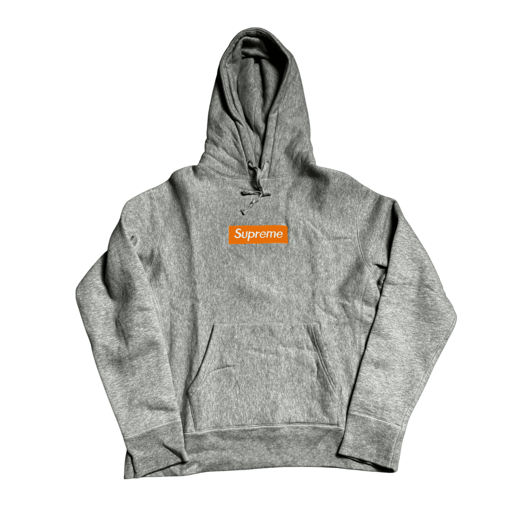 Grey + Orange Supreme Box Logo Hoodie - L