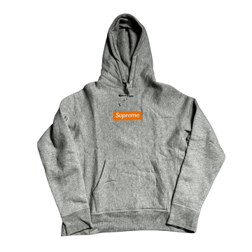 Grey + Orange Supreme Box Logo Hoodie - L