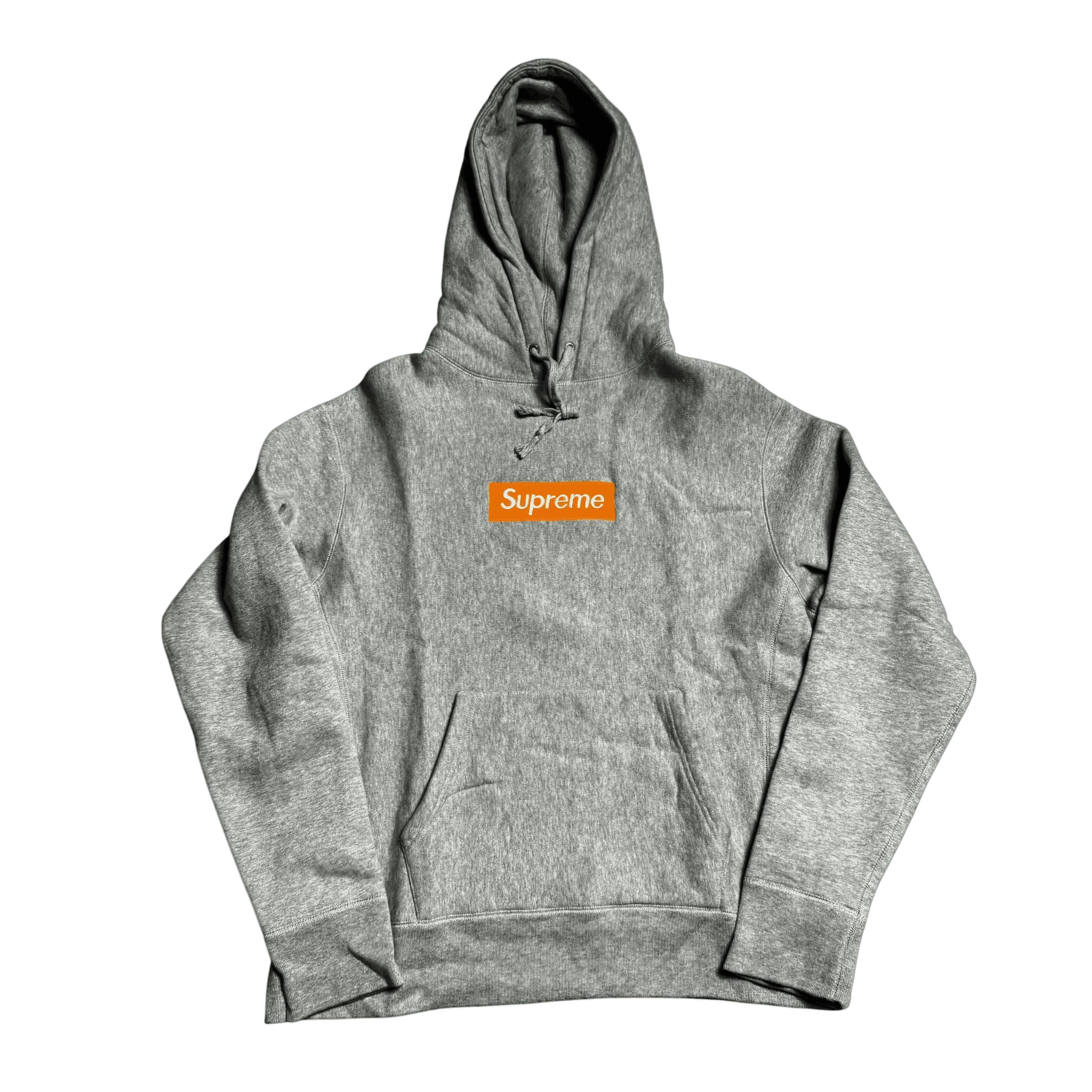Grey + Orange Supreme Box Logo Hoodie - L