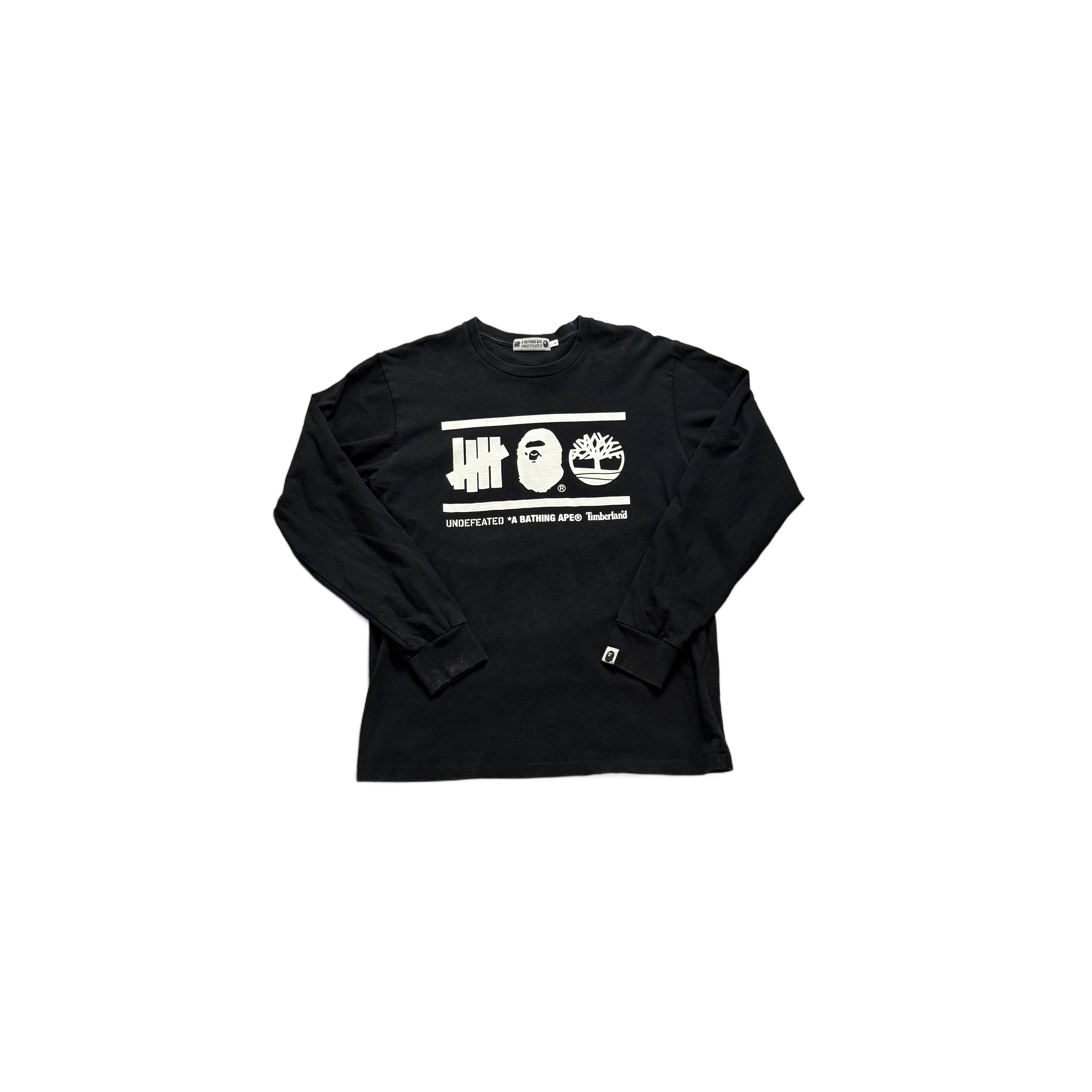Black A Bathing Ape (BAPE) x Undefeated x Timberland Long Sleeve Tee - L