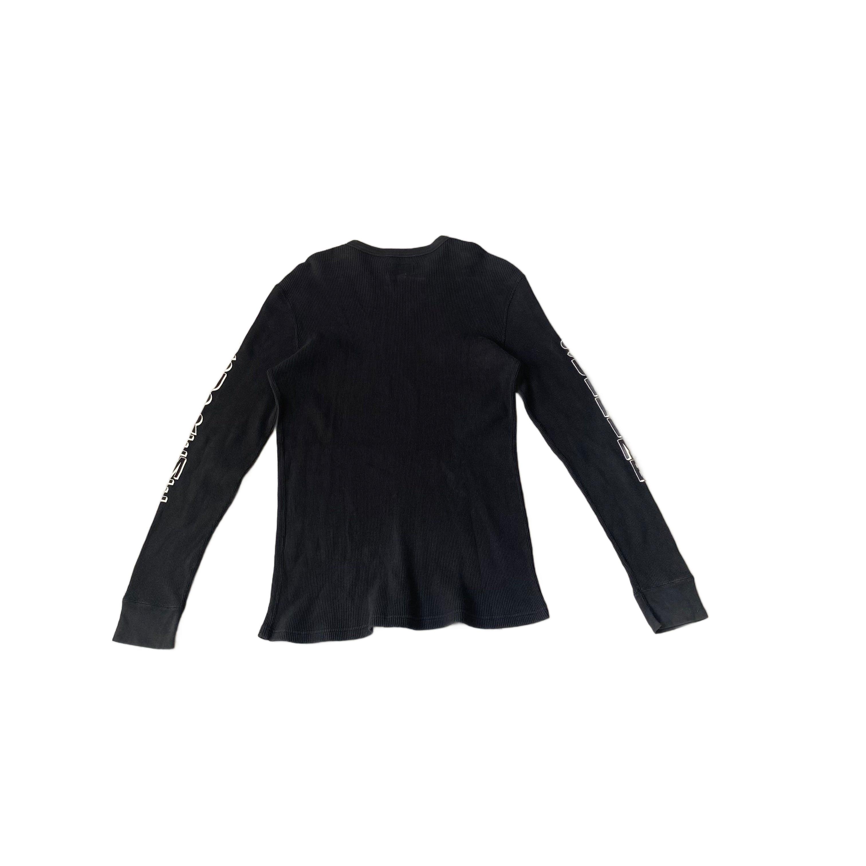 Black Supreme Waffle Long Sleeve Tee - M