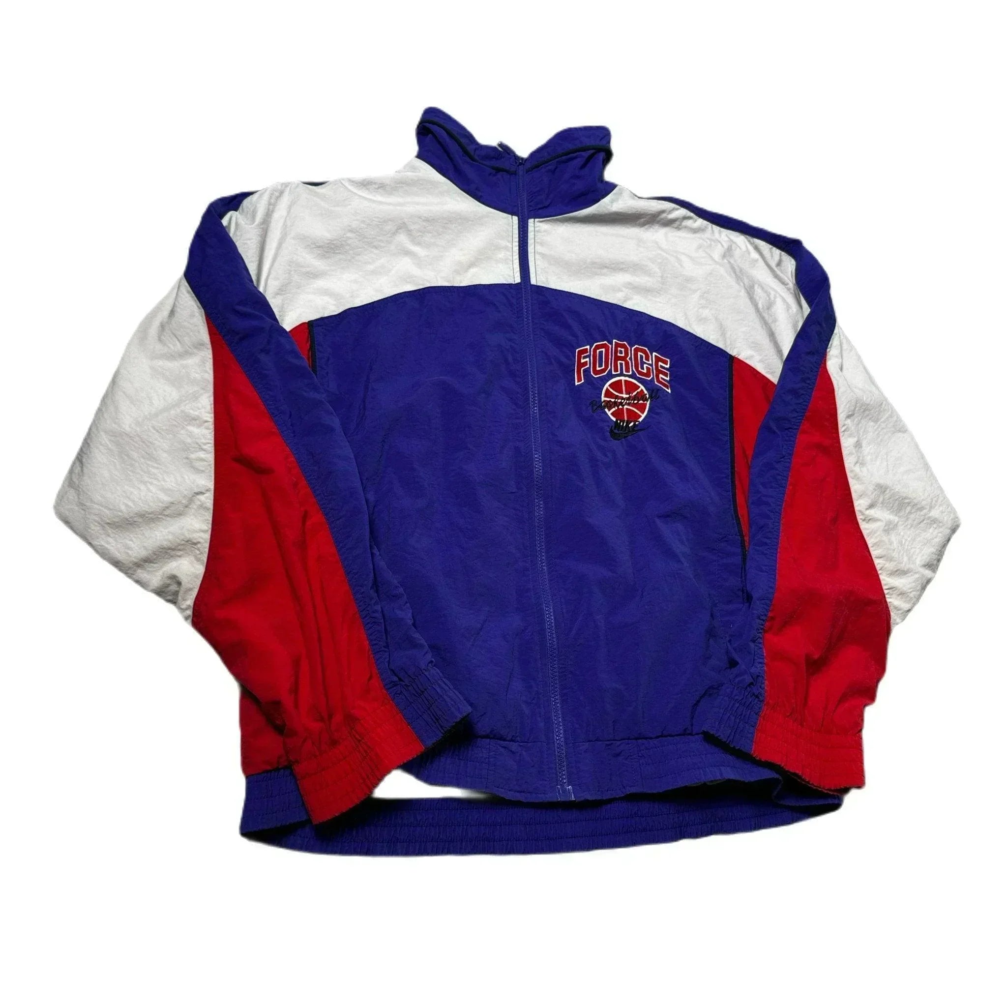 Vintage Blue, White + Red Nike Force Jacket - L