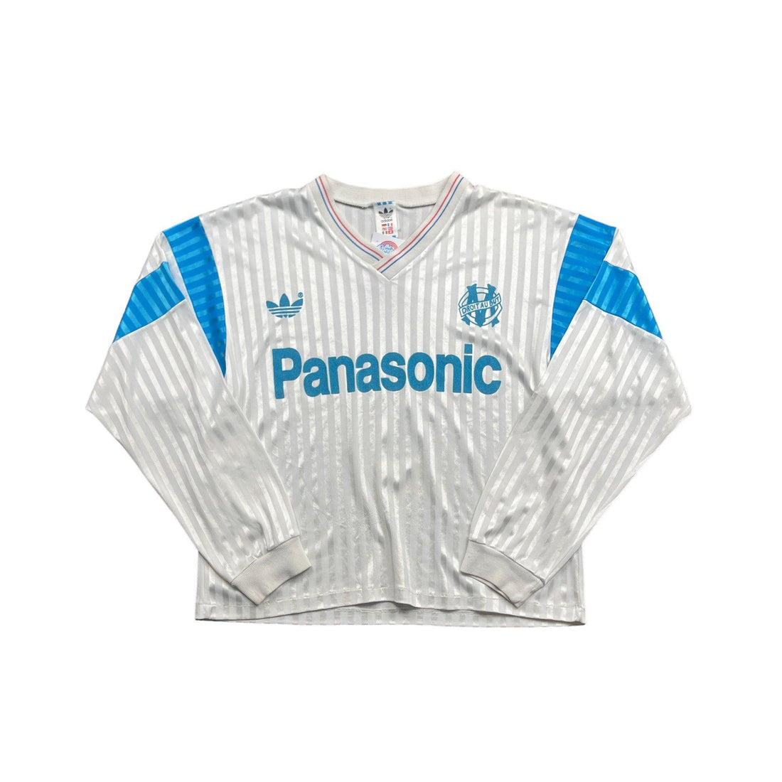 1989-90 White + Blue Olympique Marseille Tee - Medium - The Streetwear Studio