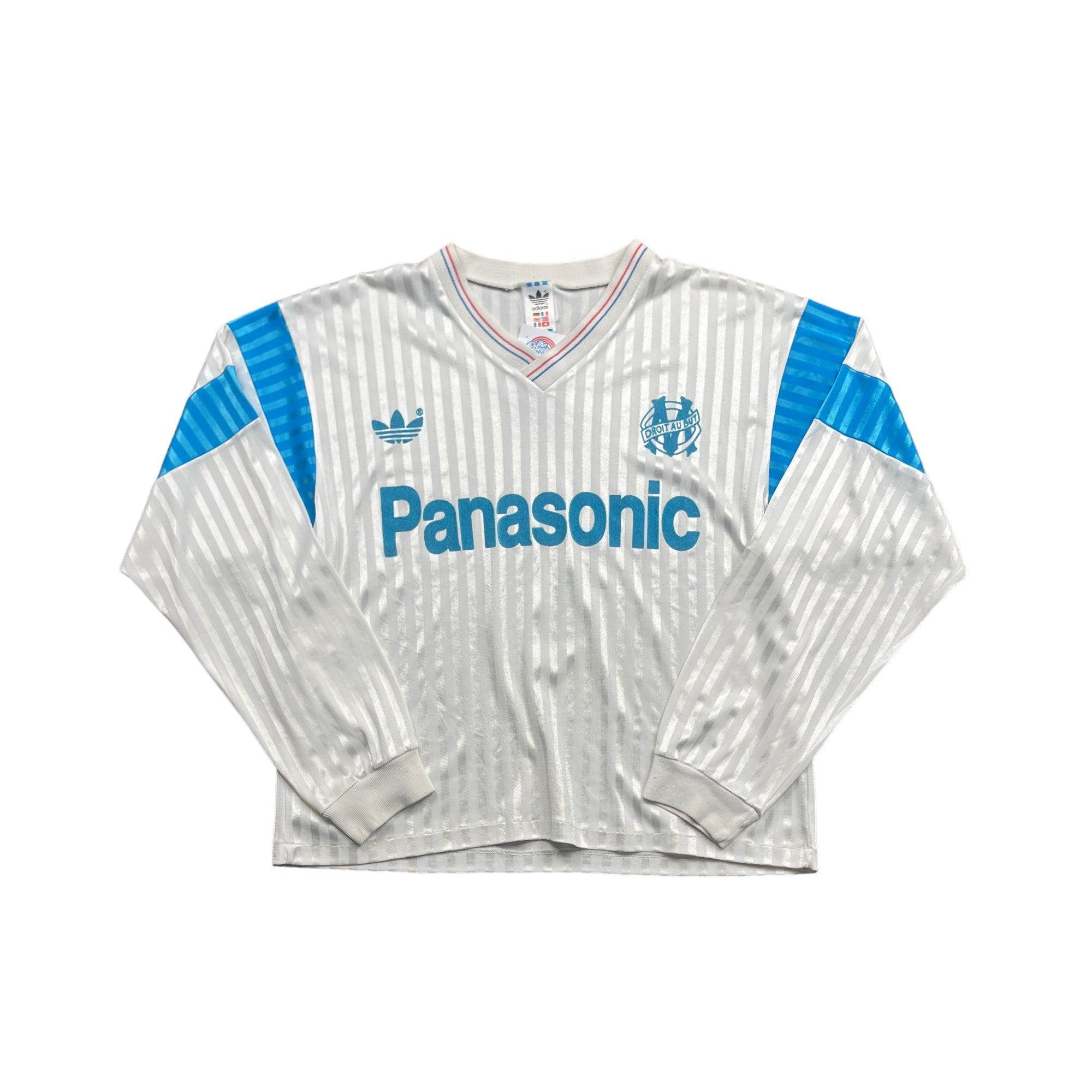 1989-90 White + Blue Olympique Marseille Tee - Medium - The Streetwear Studio