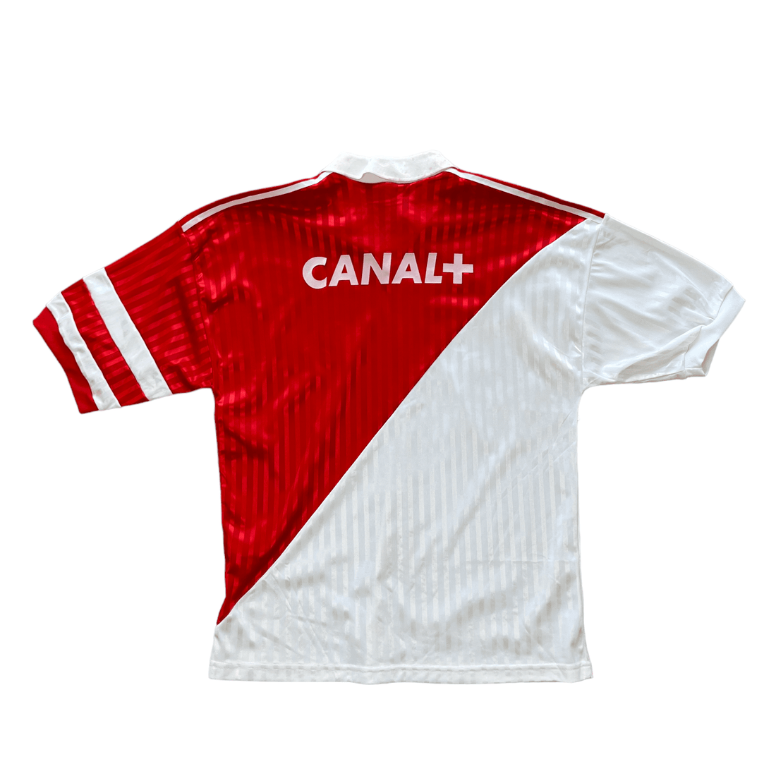 1992-93 White + Red Adidas AS Monaco Home Shirt - Large - The Streetwear Studio