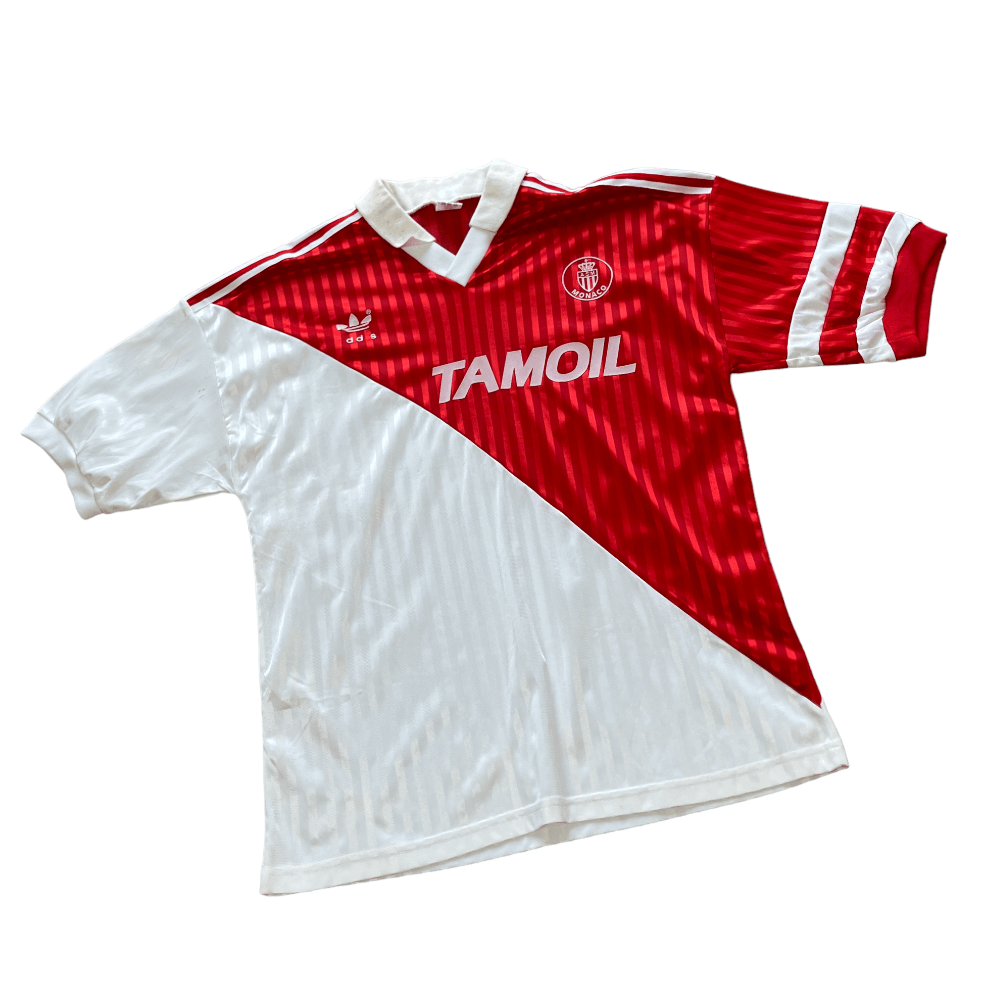 1992-93 White + Red Adidas AS Monaco Home Shirt - Large - The Streetwear Studio