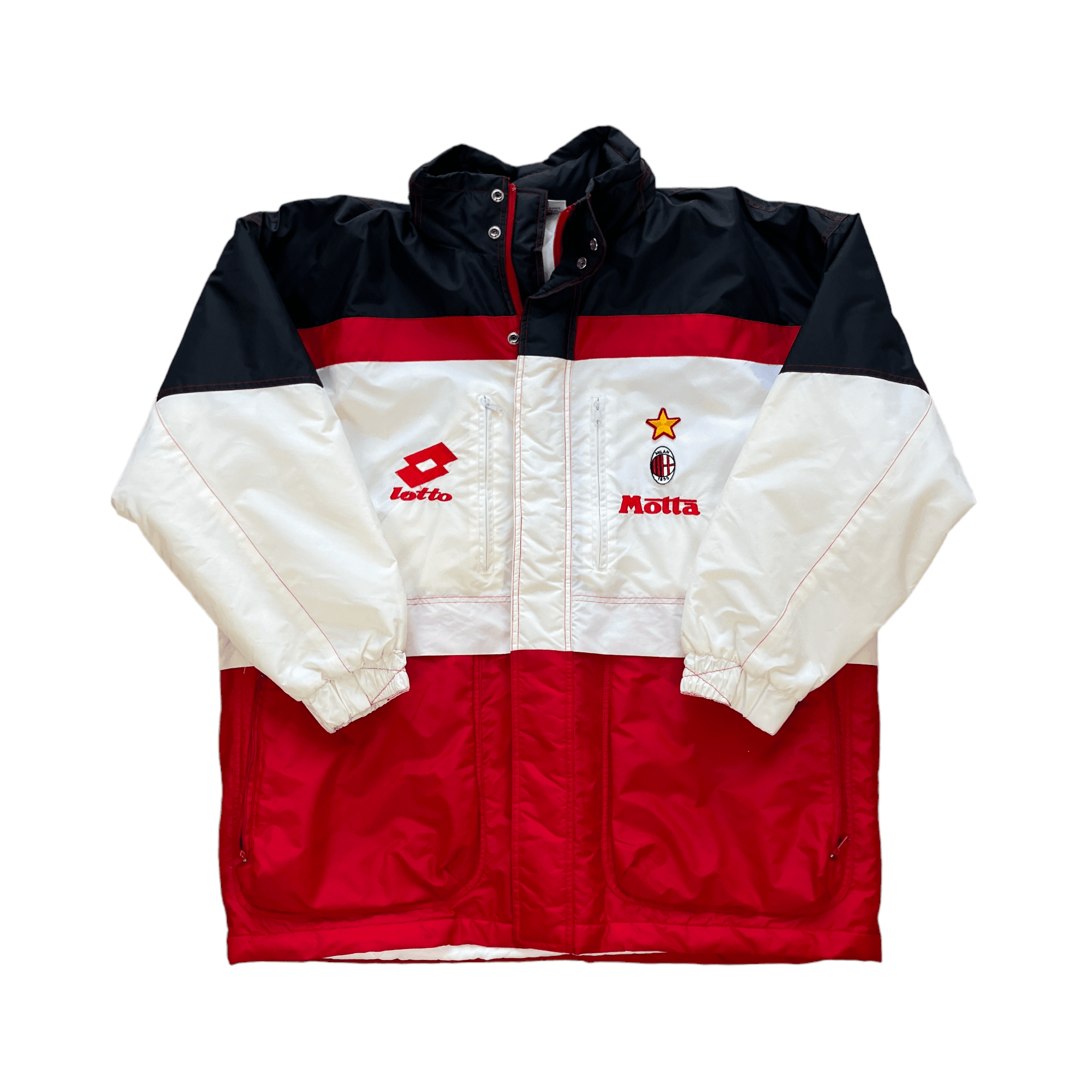 1993-94 Lotto AC Milan Padded Bench Coat Large - The Streetwear Studio