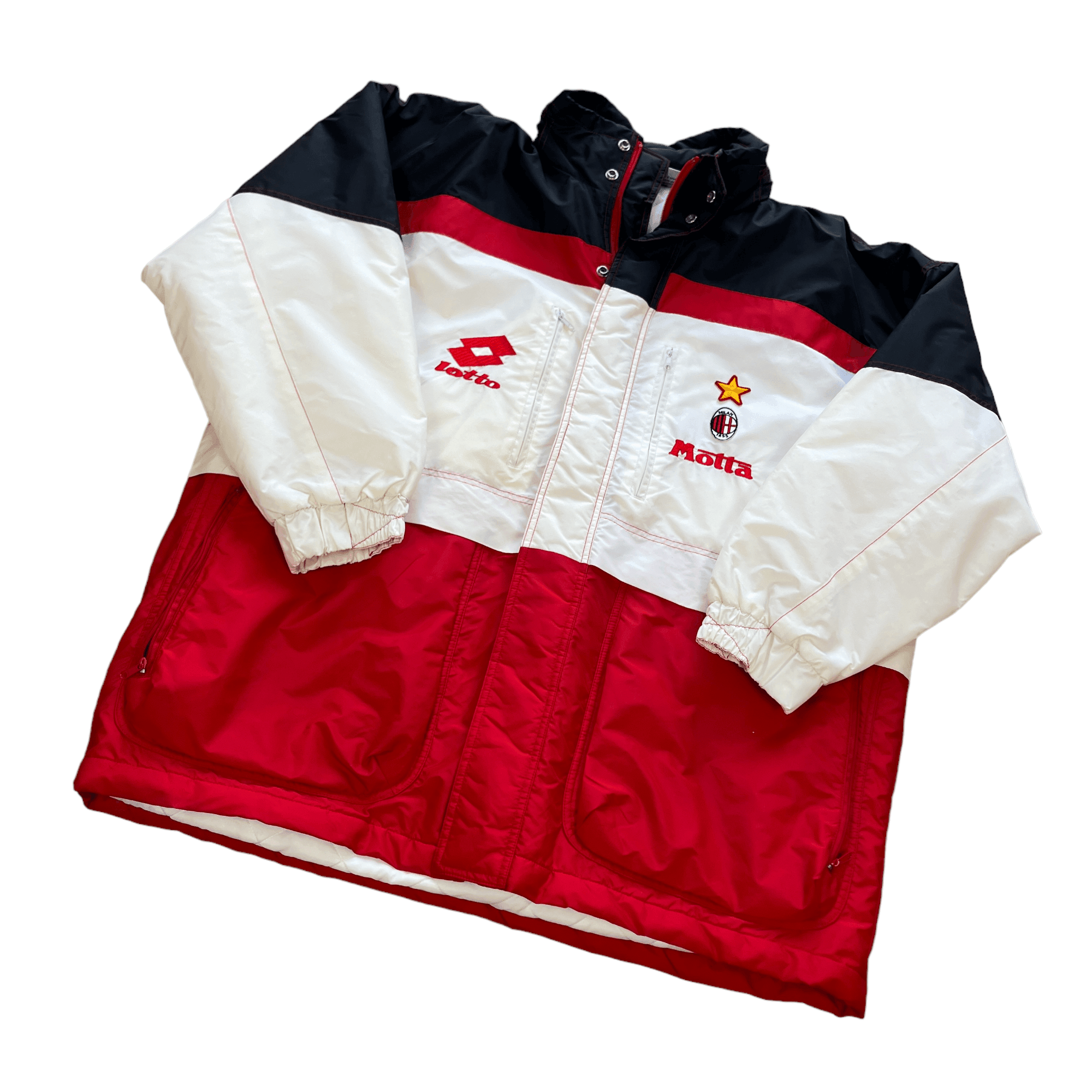 1993-94 Lotto AC Milan Padded Bench Coat Large - The Streetwear Studio