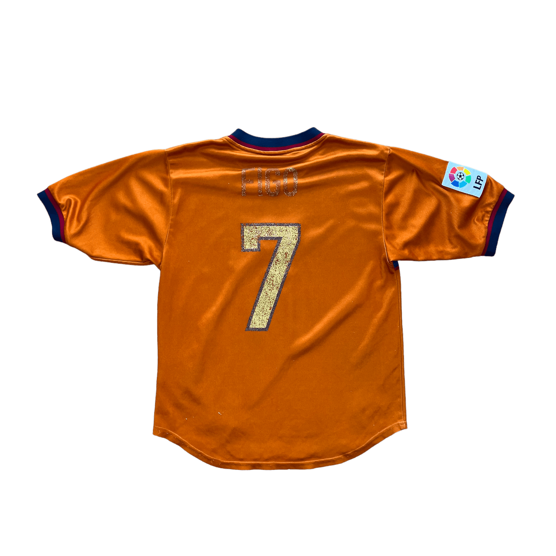 1998-00 Orange Nike Barcelona FC Figo Third Shirt - Small - The Streetwear Studio