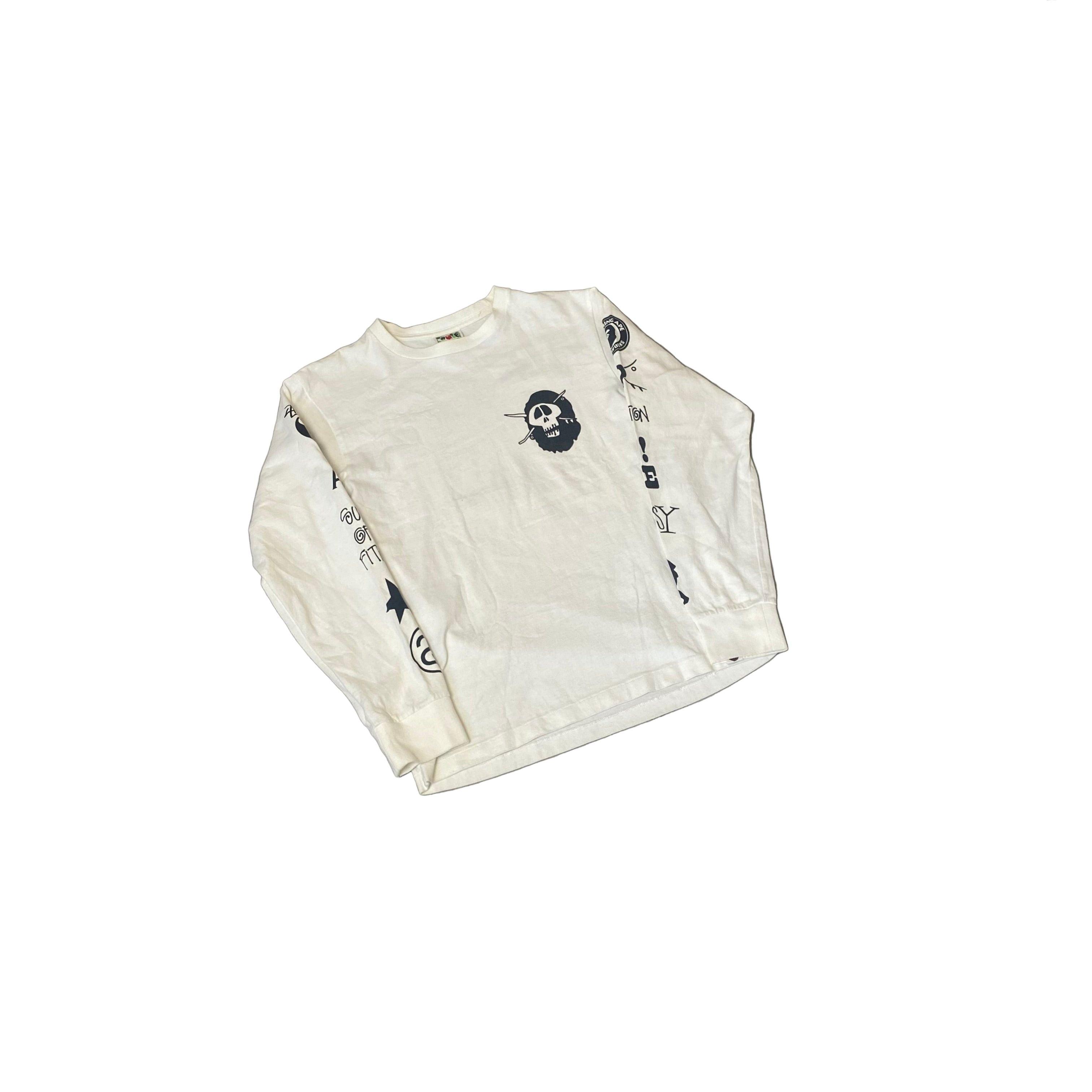 White Stussy x A Bathing Ape (BAPE) Long Sleeve Tee - S