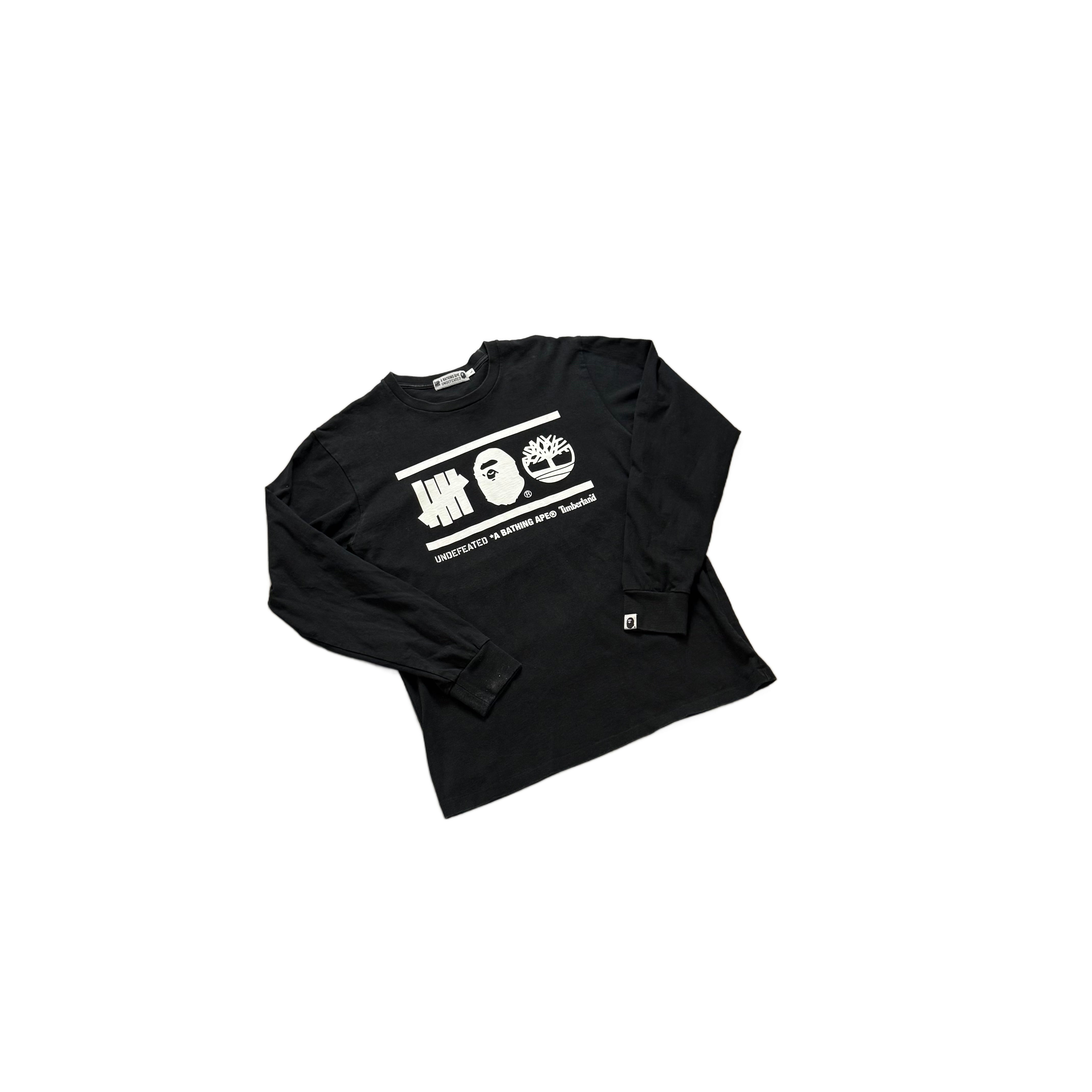 Black A Bathing Ape (BAPE) x Undefeated x Timberland Long Sleeve Tee - L