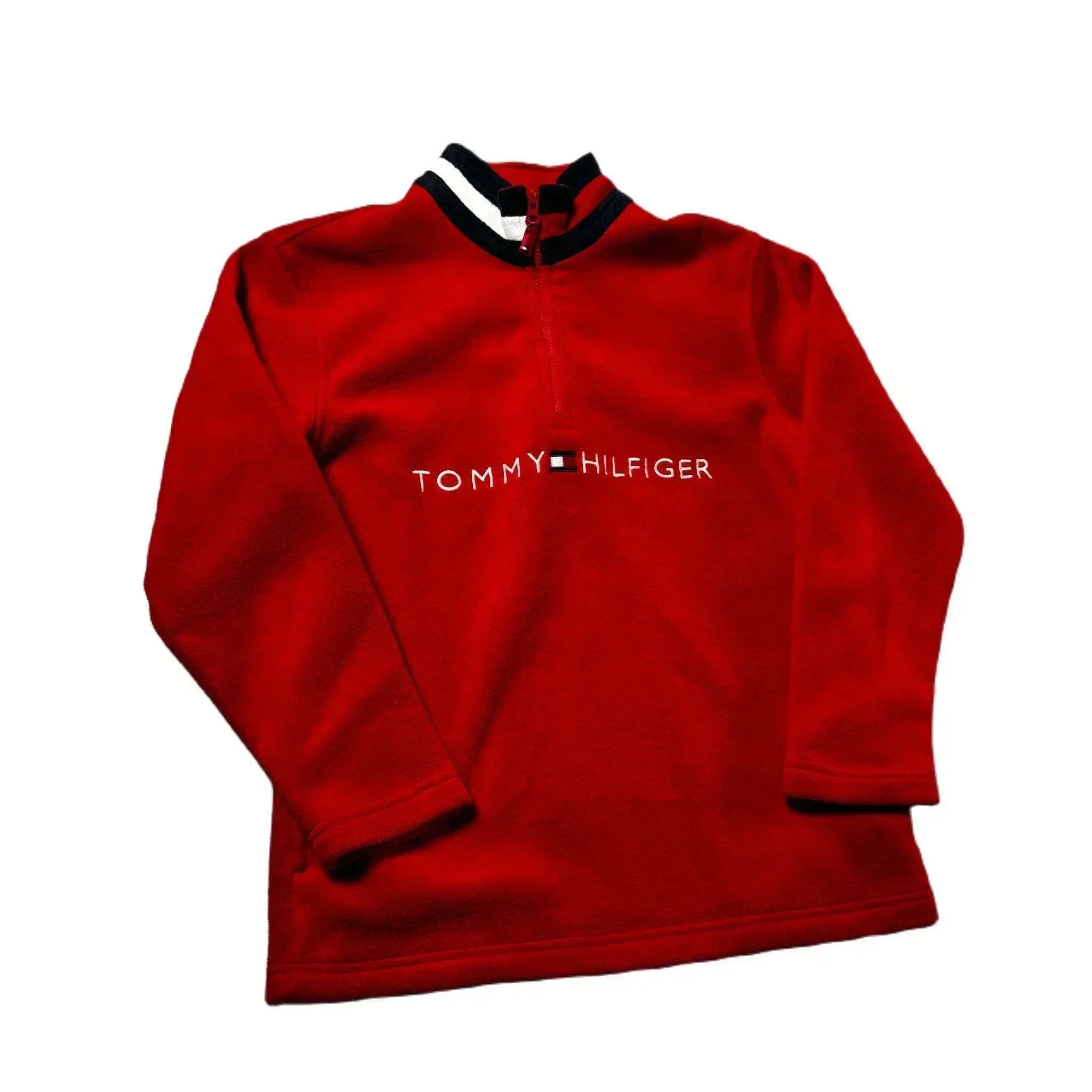 Vintage Red Tommy Hilfiger 1/4 Zip Fleece - L