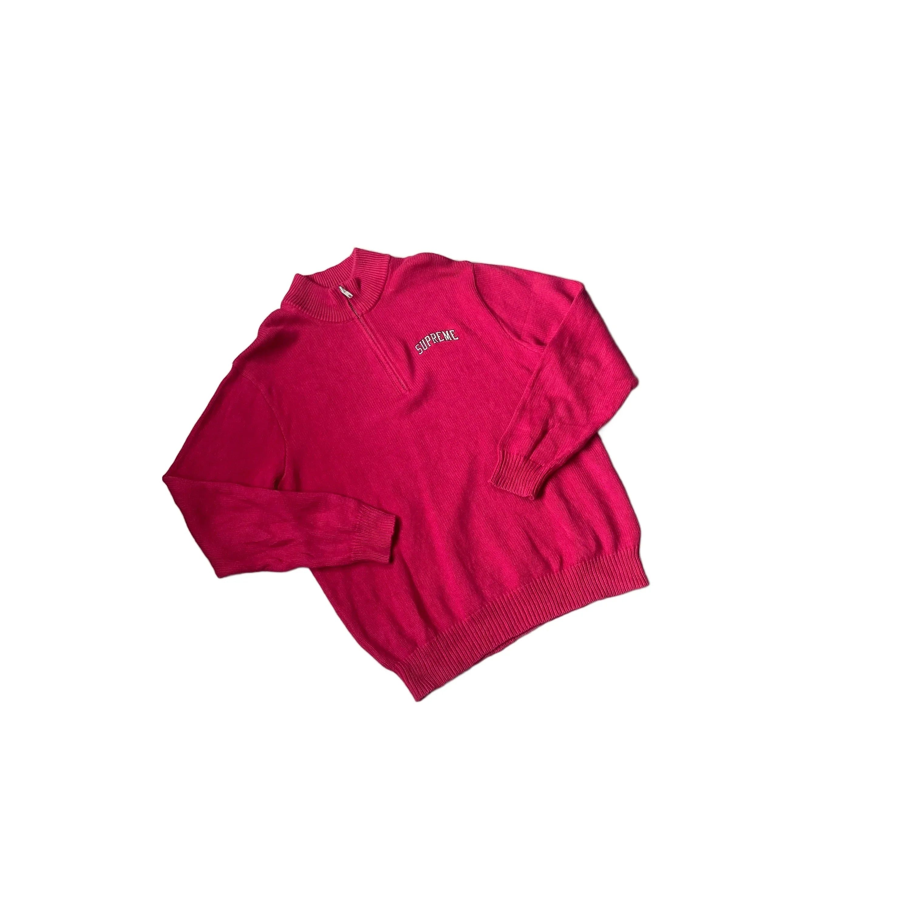 Pink Supreme 1/4 Zip Knitted Sweatshirt - L