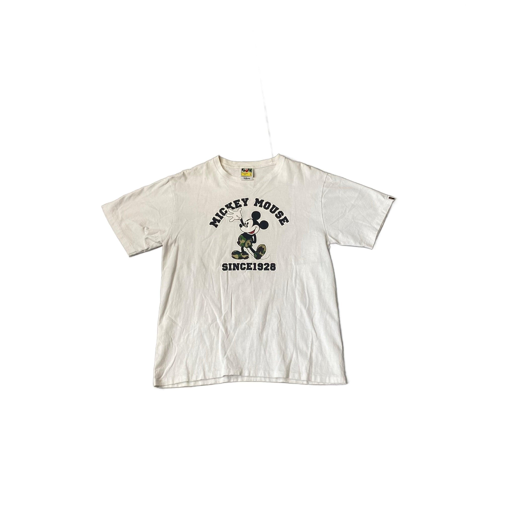 White A Bathing Ape (BAPE) x Mickey Mouse Tee - L
