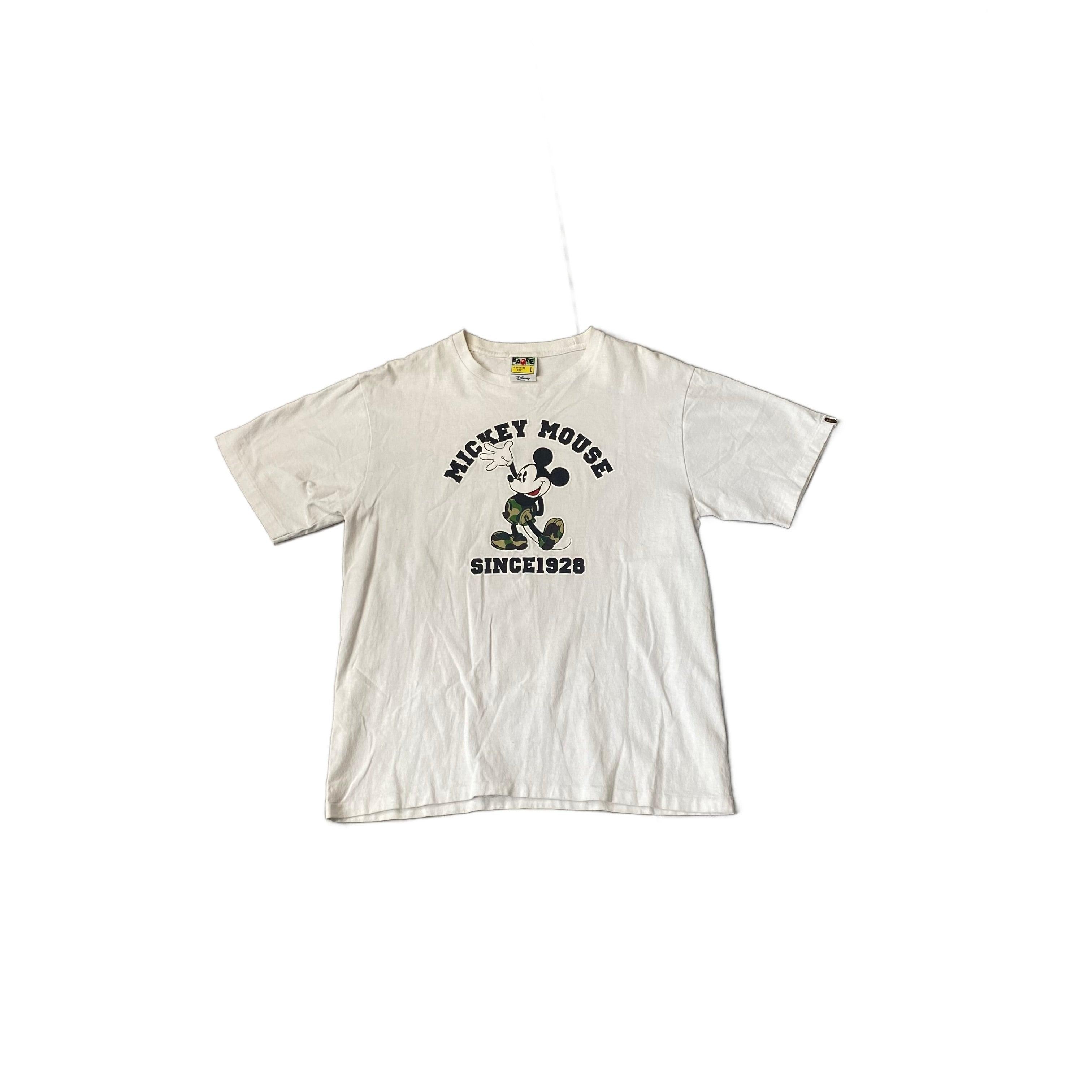 White A Bathing Ape (BAPE) x Mickey Mouse Tee - L