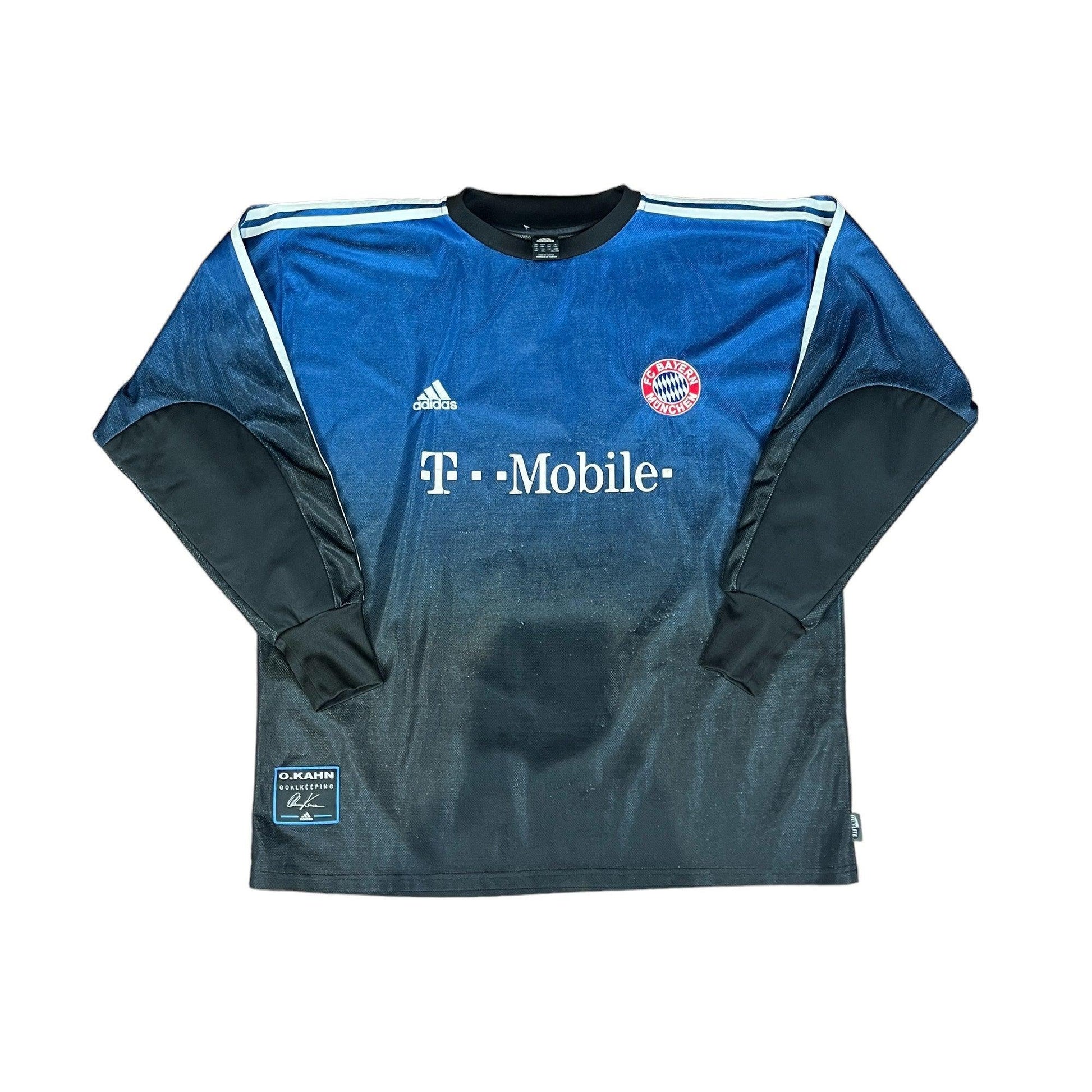 2002-03 Blue + Black Adidas Bayern Munich Khan Tee - XXL - The Streetwear Studio