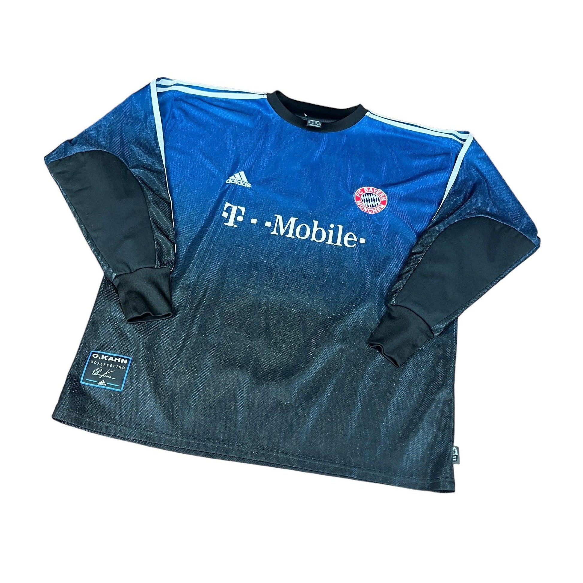 2002-03 Blue + Black Adidas Bayern Munich Khan Tee - XXL - The Streetwear Studio