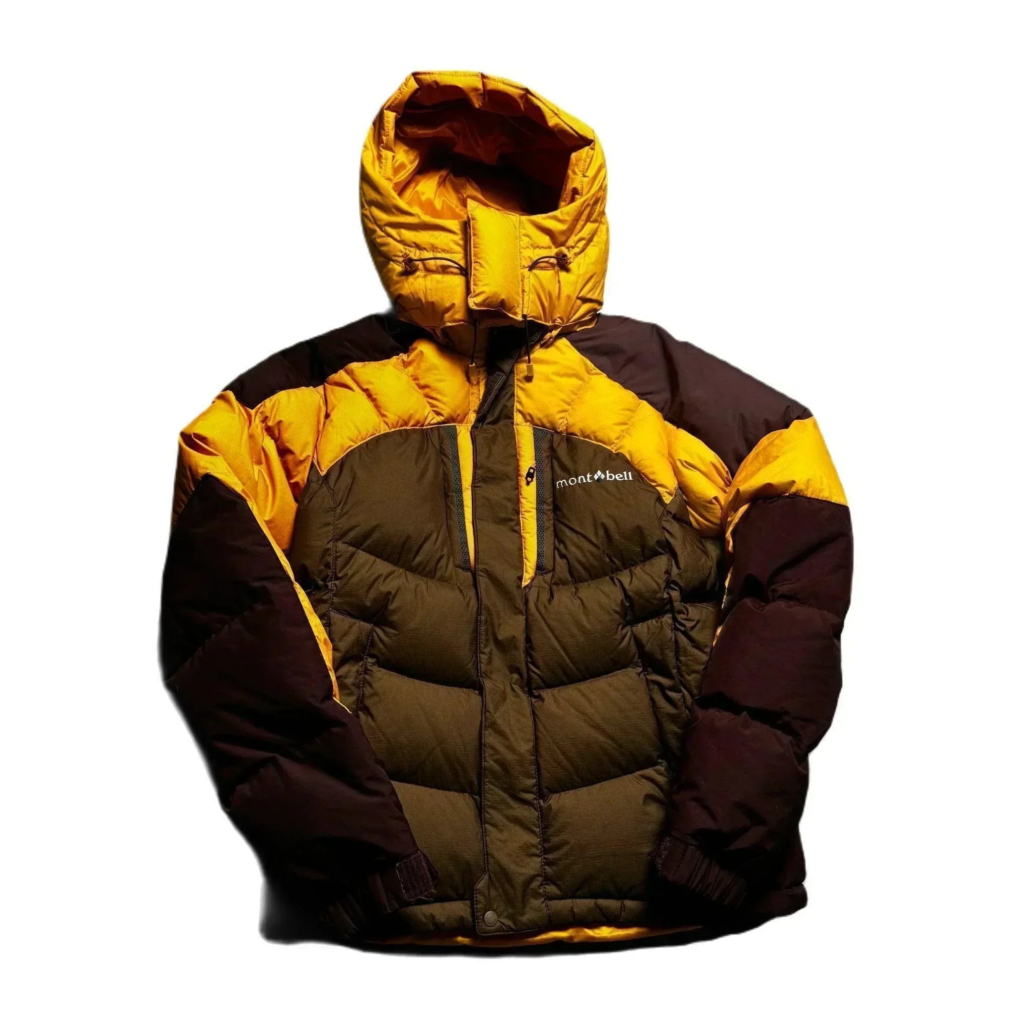 Brown + Yellow Montbell Puffer Coat - S