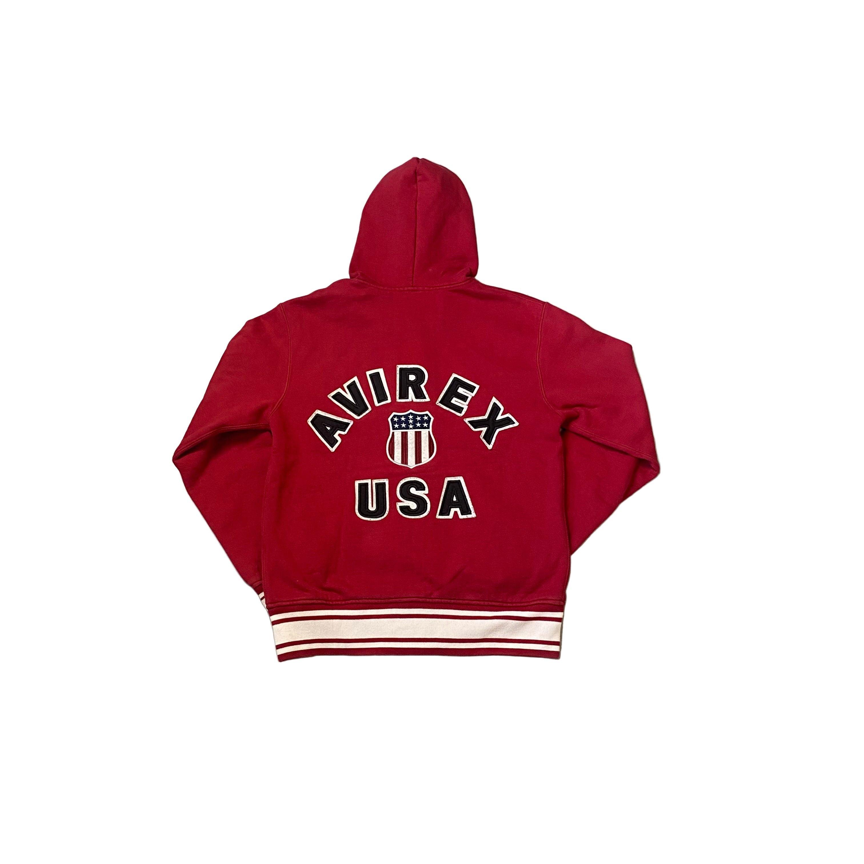 Red Avirex Zip Up Hoodie - L