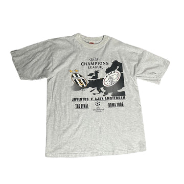 Vintage 90s Grey Nutmeg Ajax vs Juventus UCL Graphic Tee - XL