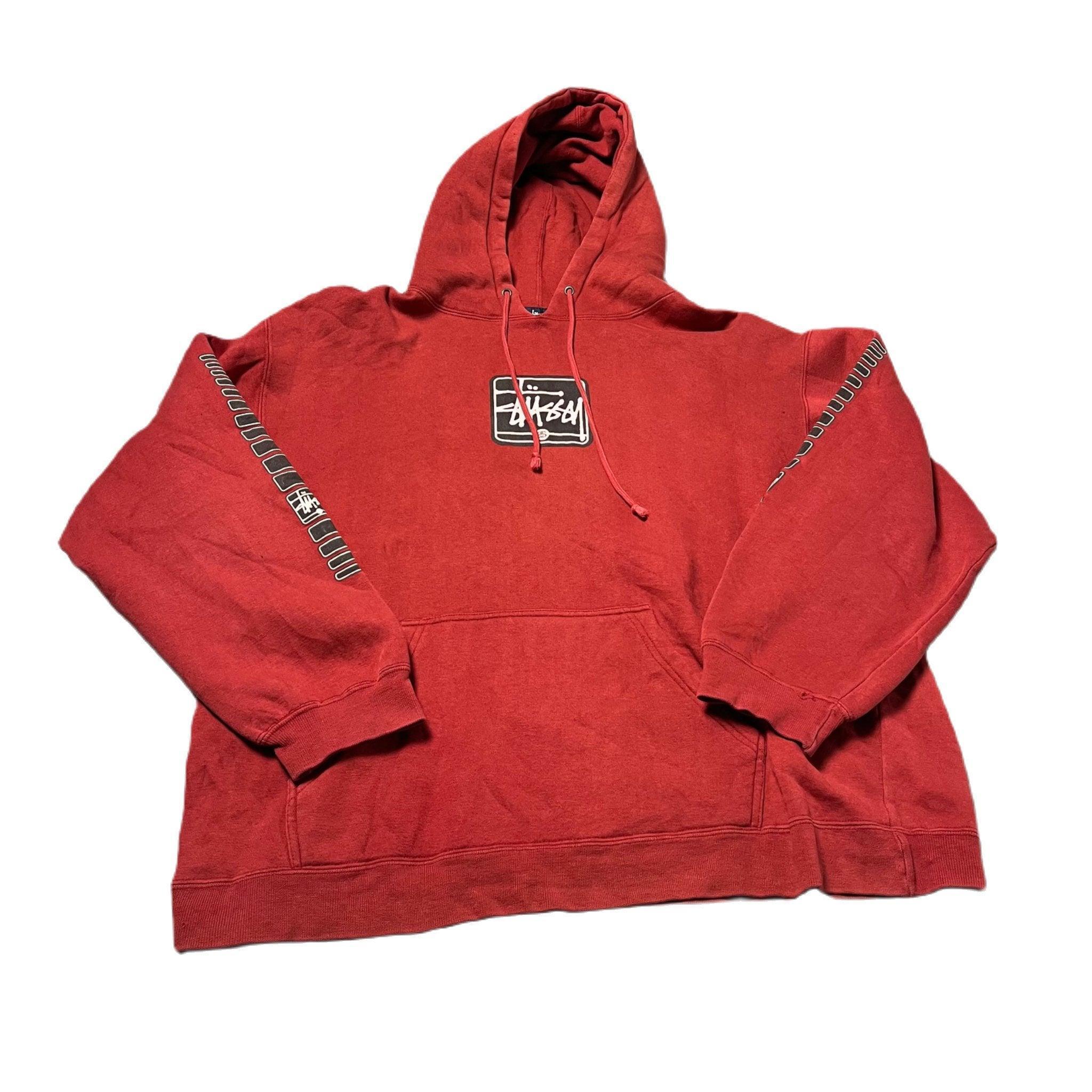 Vintage Red Stussy Hoodie - L