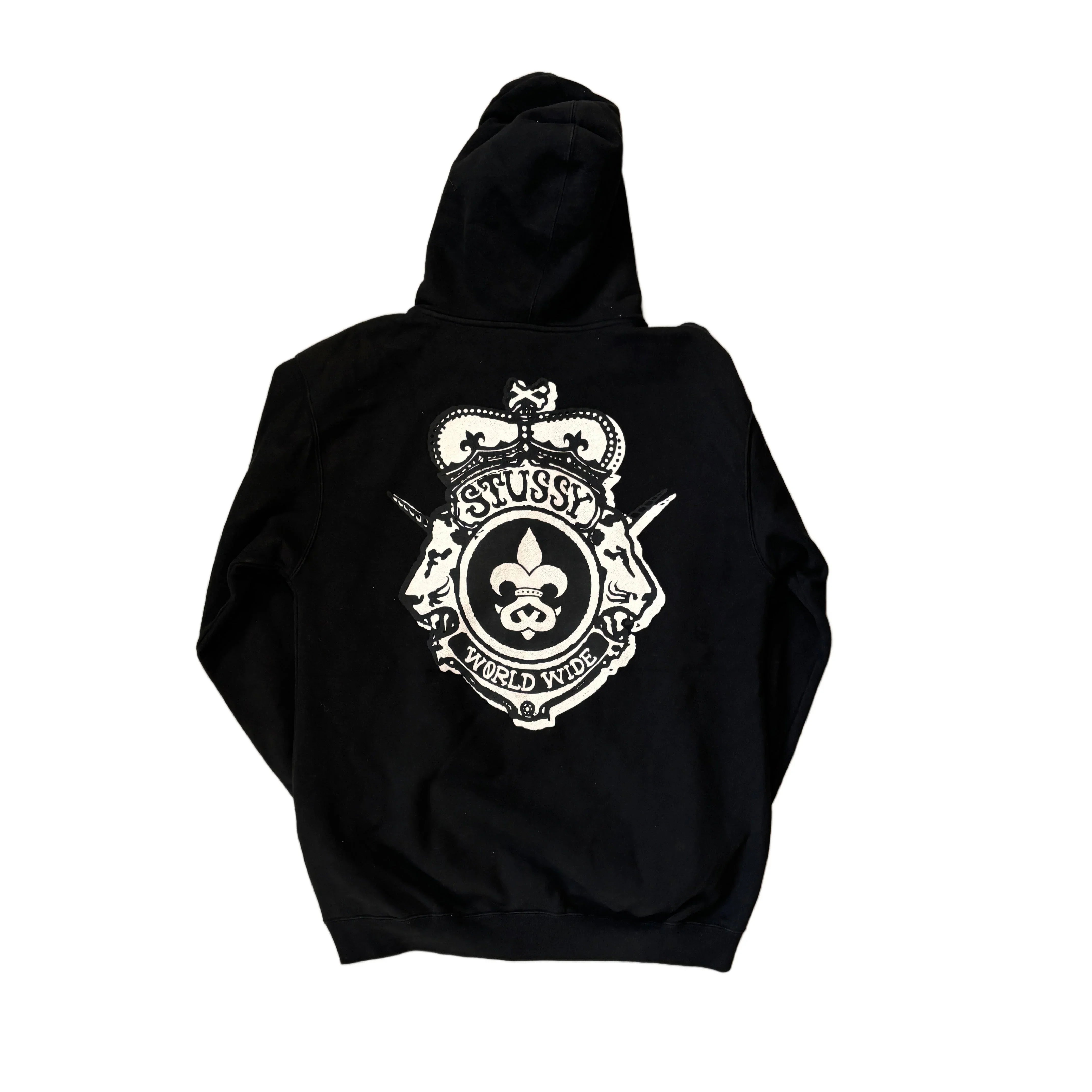 Black Stussy Zip Up Hoodie - L