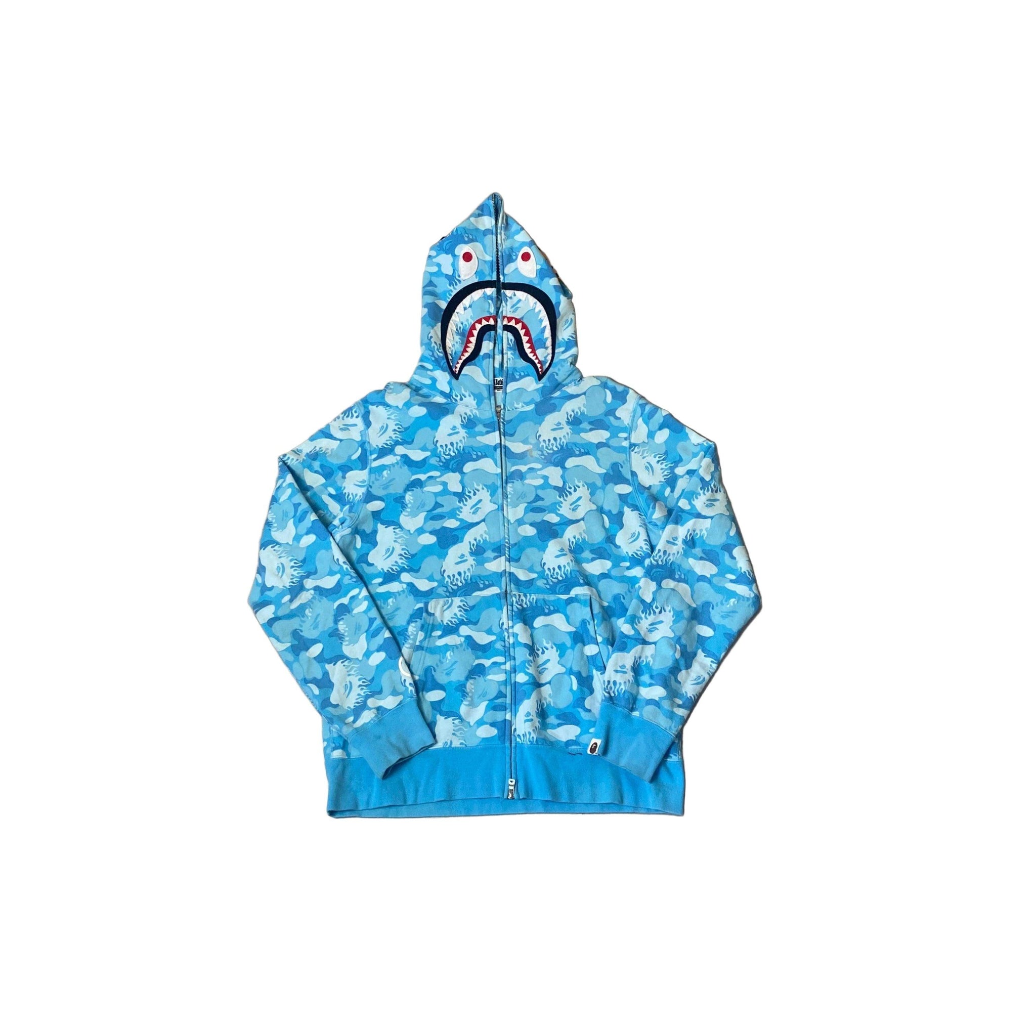 Blue Camo A Bathing Ape (BAPE) Shark Hoodie - XL