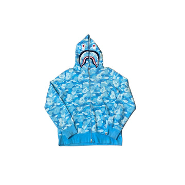 Blue Camo A Bathing Ape (BAPE) Shark Hoodie - XL