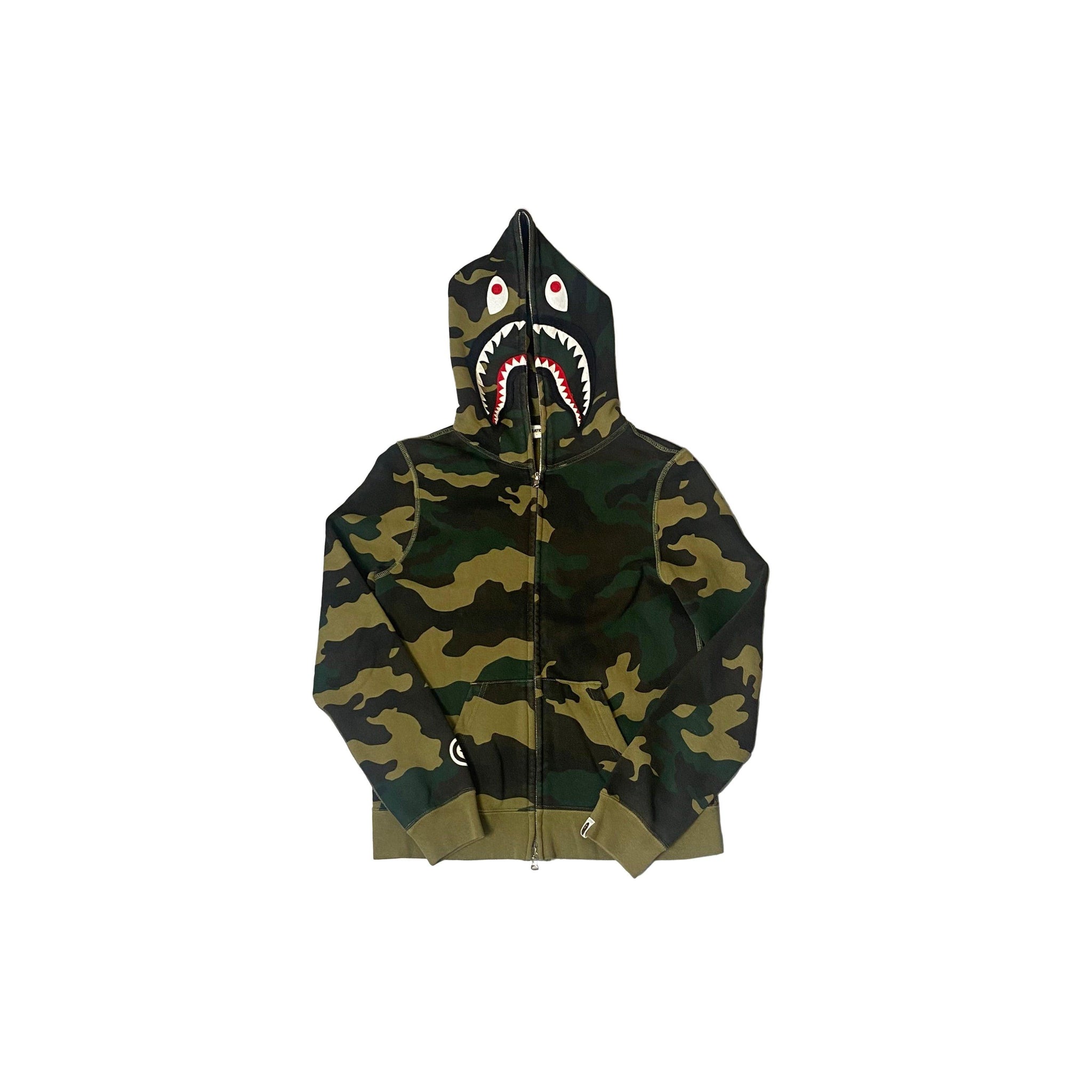 Green Camo A Bathing Ape (BAPE) Shark Hoodie - XS